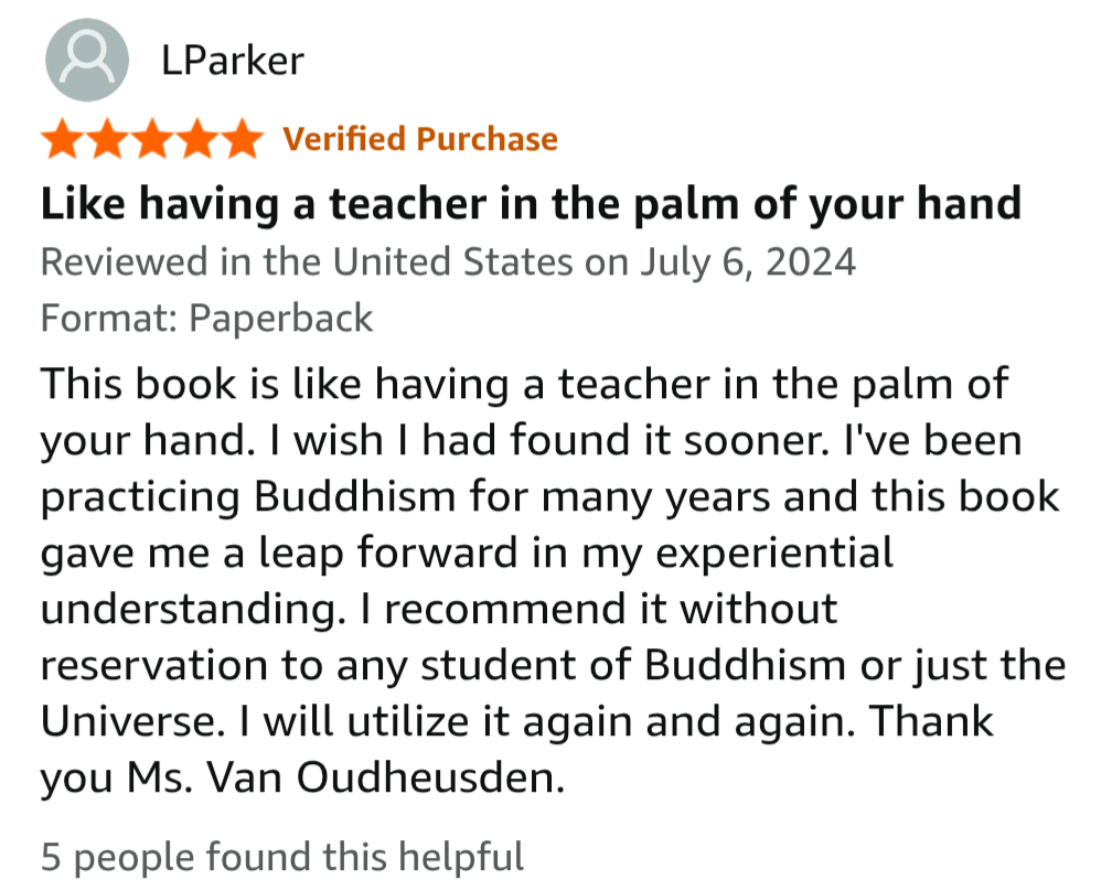 Screenshot of a book review on an online shopping website. The review is titled "Like having a teacher in the palm of your hand" and includes a five-star rating, review date of July 6, 2024, and a detailed positive comment about the book.