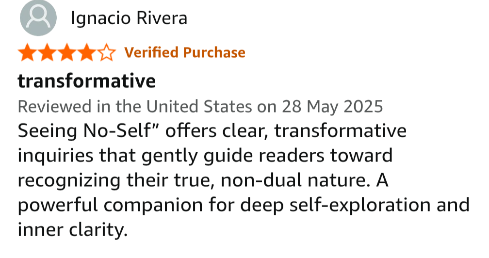 Online customer review with a 4-star rating, review title 'transformative', and review text praising a book for offering guidance and promoting self-exploration.