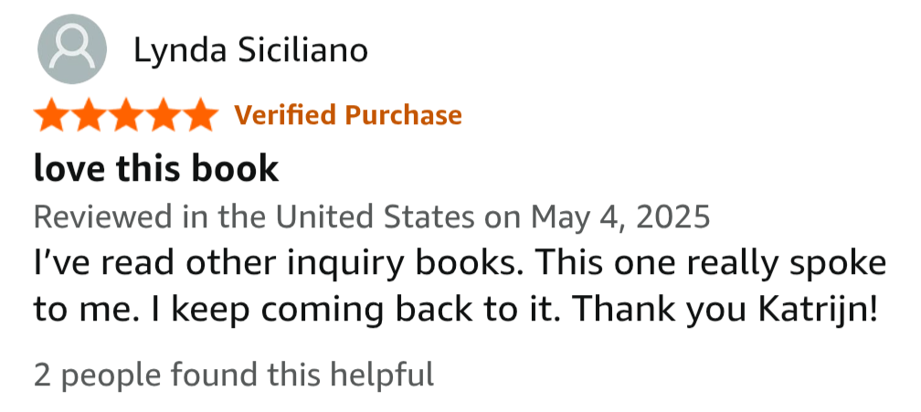 Screenshot of a verified purchase review for a book, posted by Lynda Siciliano. The review includes a five-star rating, and the reviewer expresses love for the book and appreciation in this online product review.