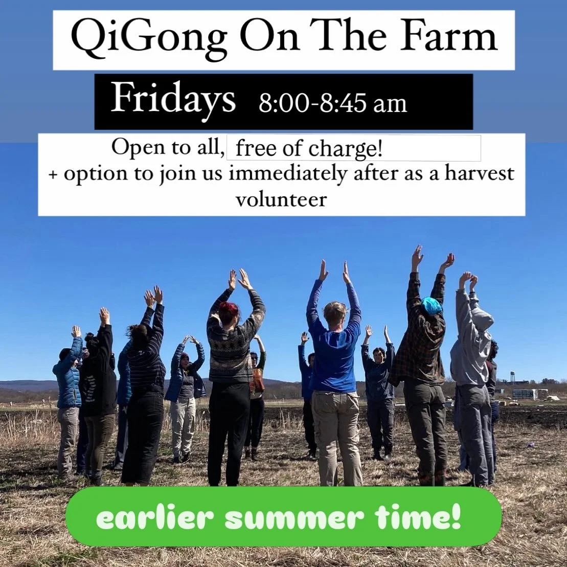 Double Happiness! Our beloved program, QiGong on the Farm moves to an earlier summer schedule, hopefully to accommodate more before-work folks! AND thanks to a grant from @cultivemos_ne it&rsquo;s now free to attend- no suggestion donation needed!

S