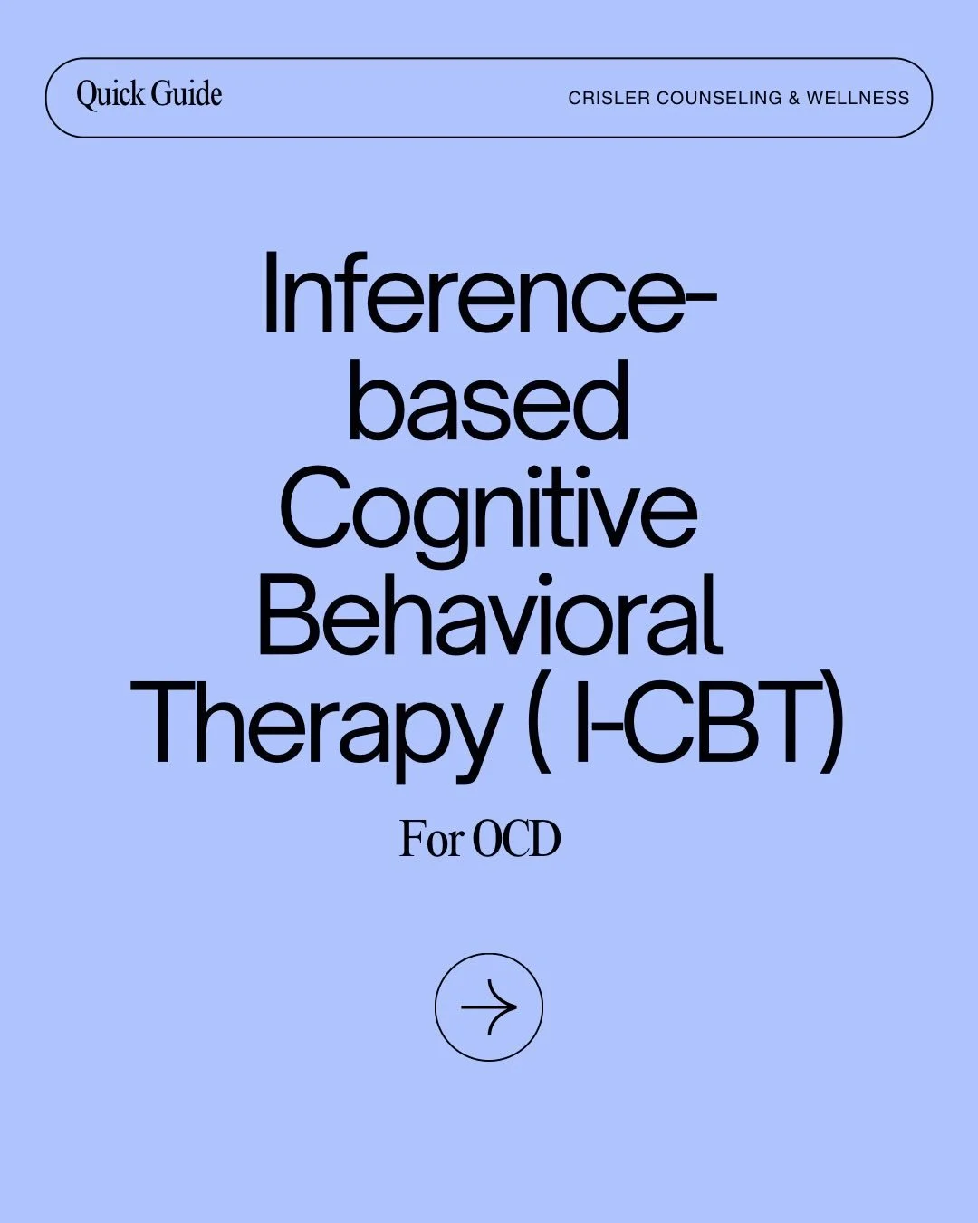 I-CBT, or Inference-Based Cognitive Therapy, is a treatment approach most often used for OCD and obsessive anxiety.

Rather than focusing on tolerating anxiety or resisting compulsions, I-CBT looks at how obsessive doubt forms in the first place.

In
