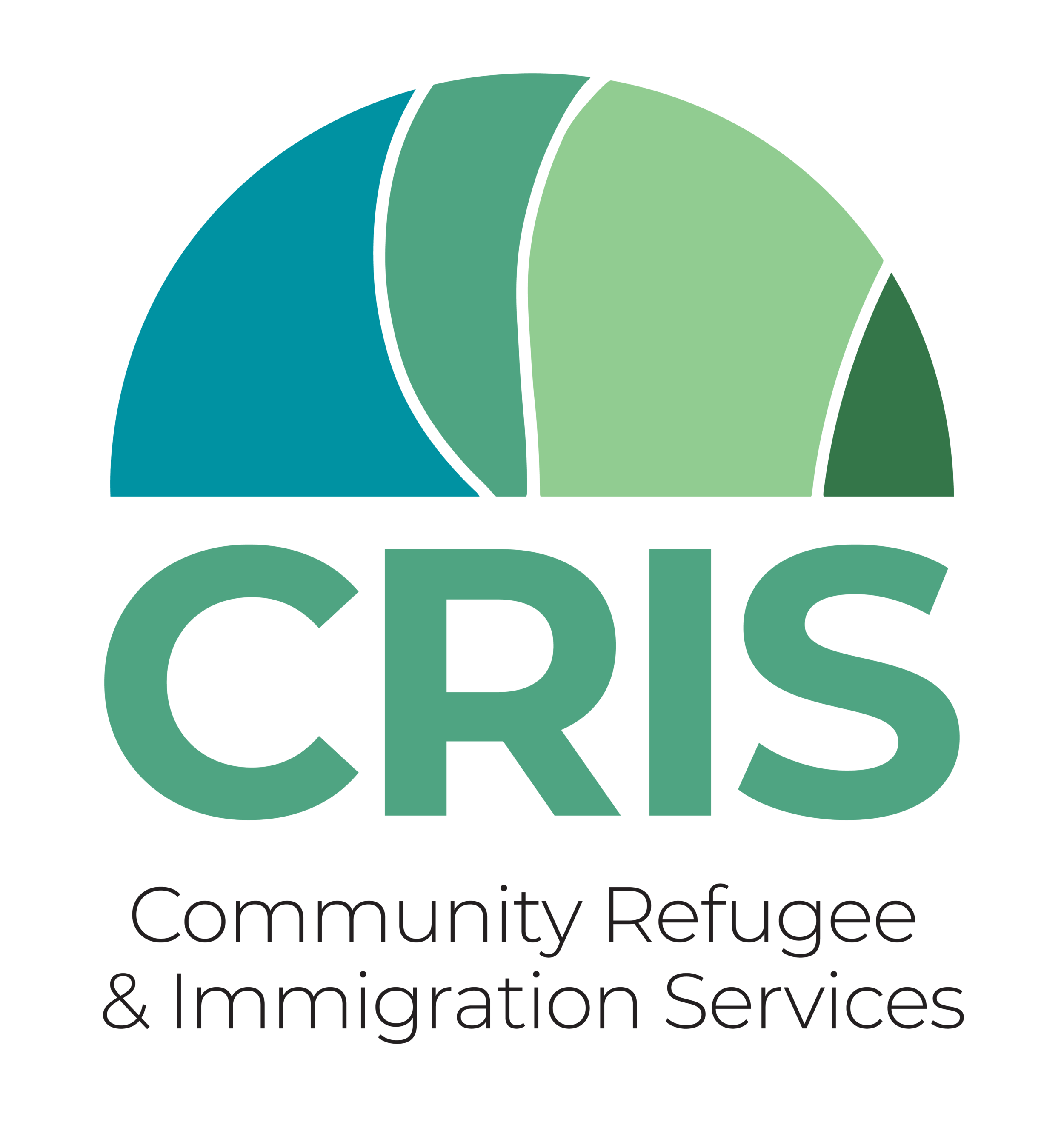Logo with the text 'Crisis Community Refuge' and 'Compassionate, Support & Immigration Services' in smaller font below.