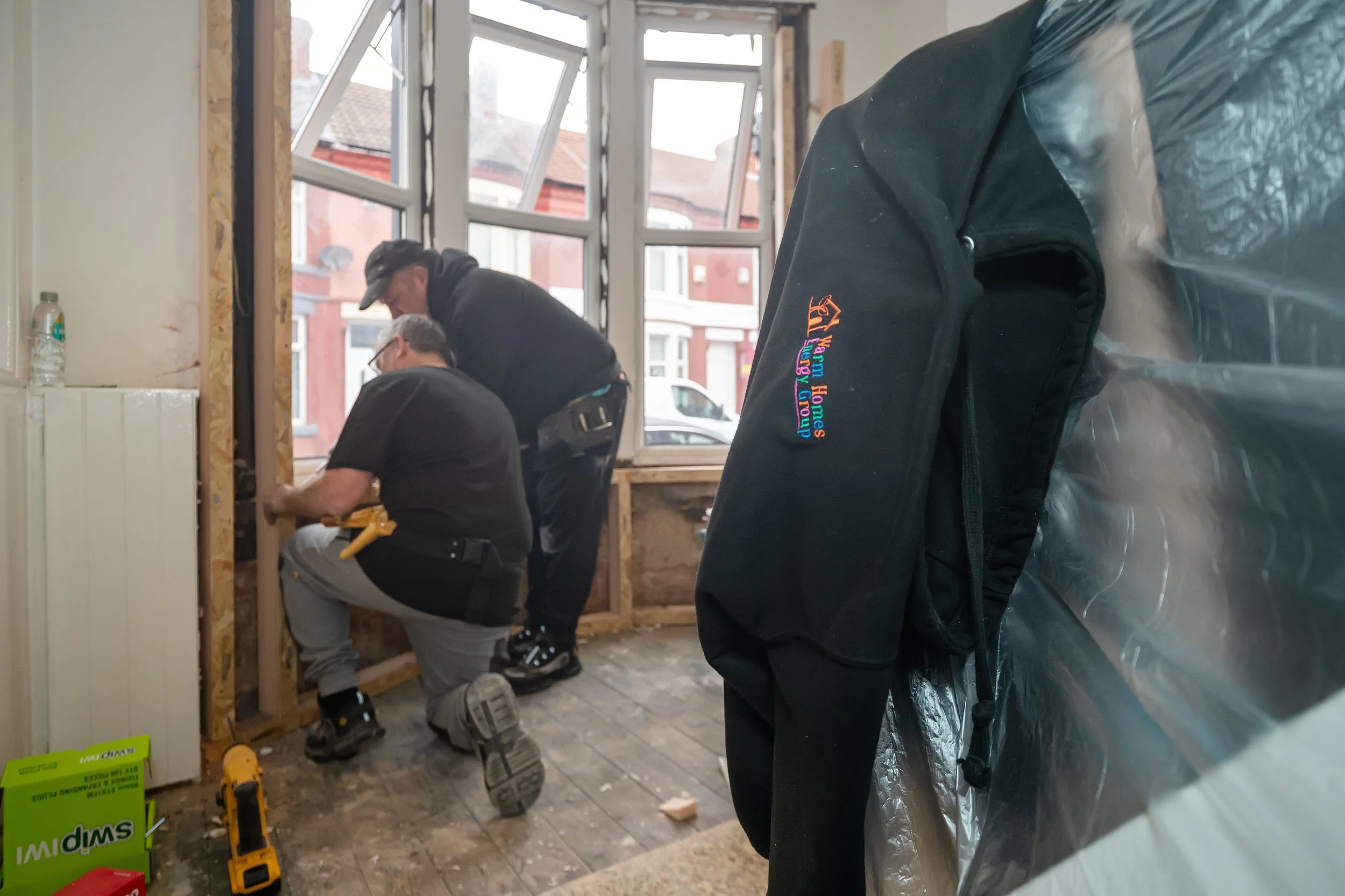 Internal wall insulation installation in residential property by Warm Homes Energy Group installers