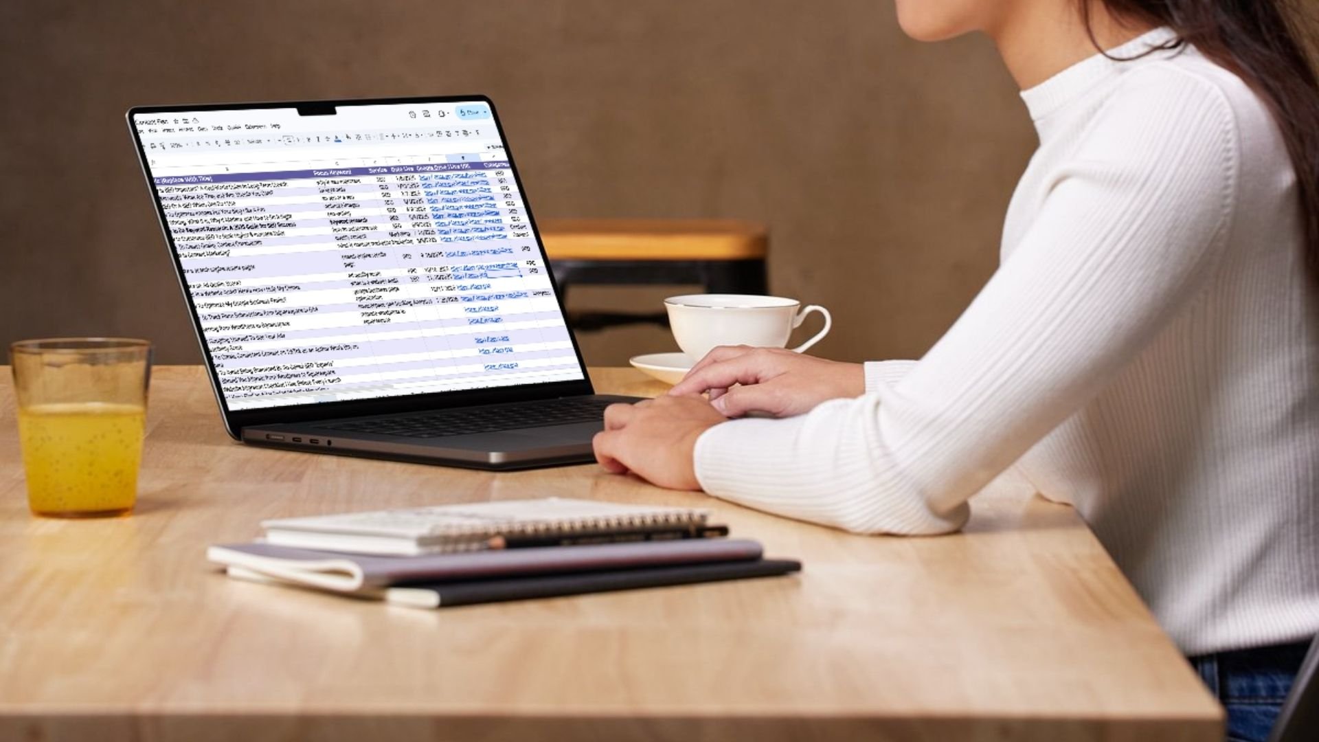 woman performing a website audit