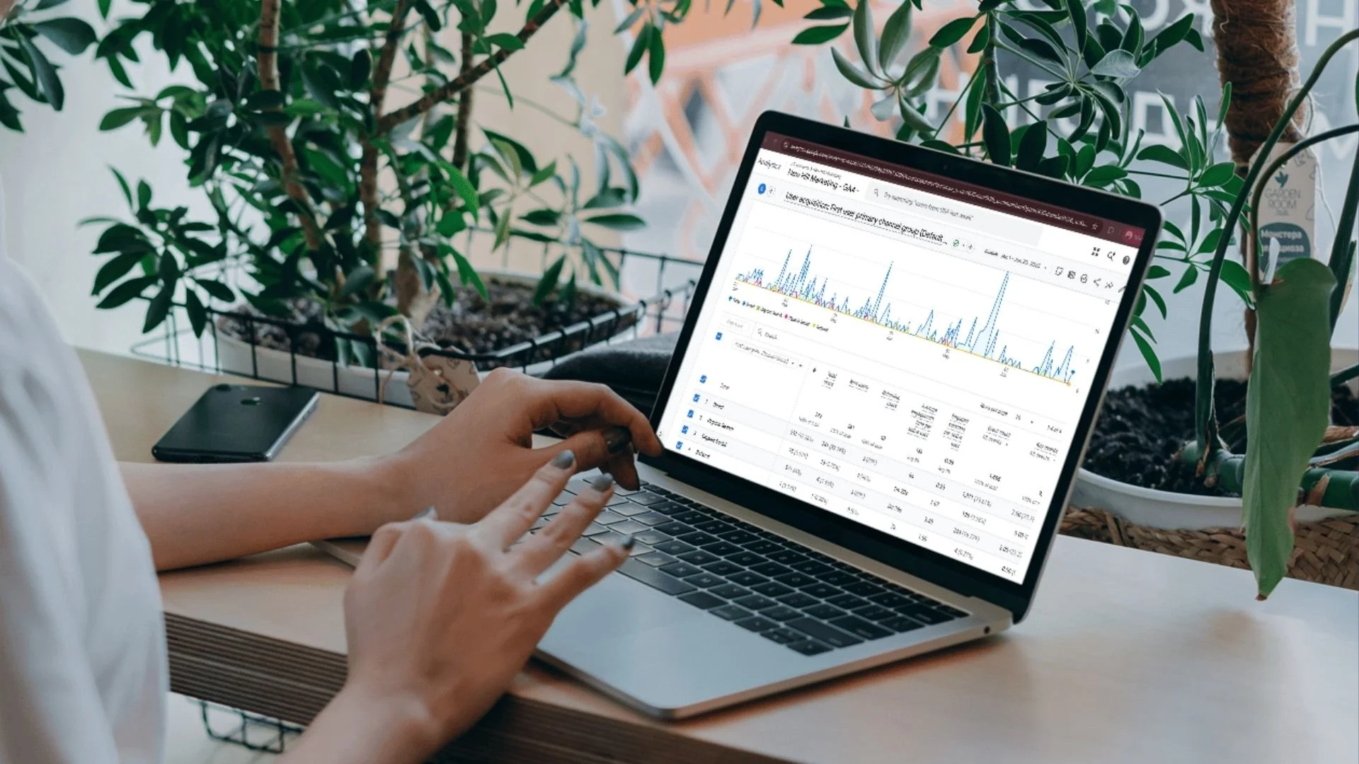 woman reviewing analytics for a website audit report