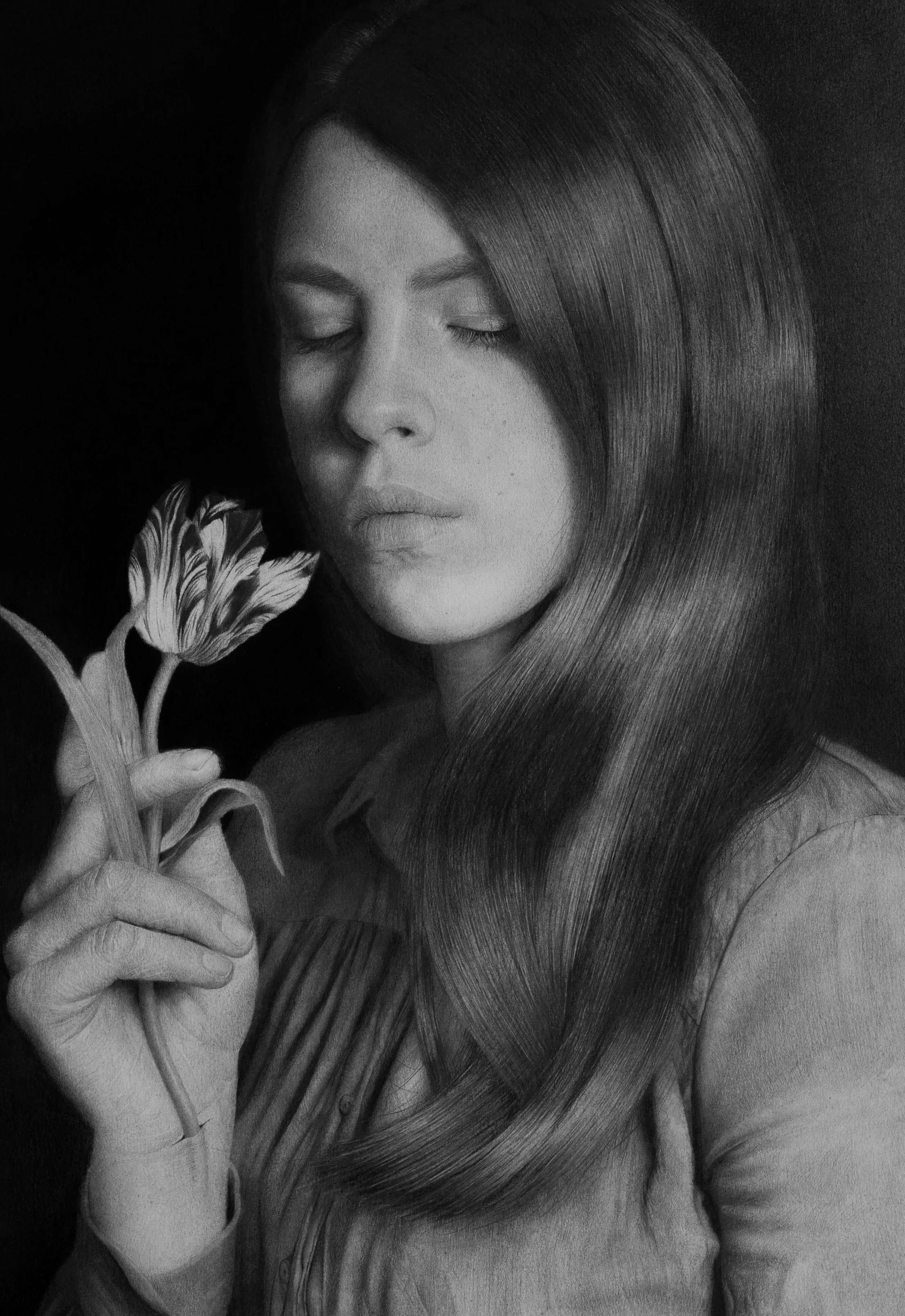 Self-portrait with a tulip/ 2023