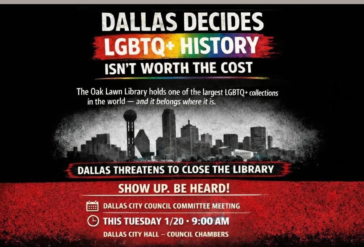 I&rsquo;m here at Dallas City Hall representing Cathedral of Hope for the matter of closing the Oak Lawn Library.