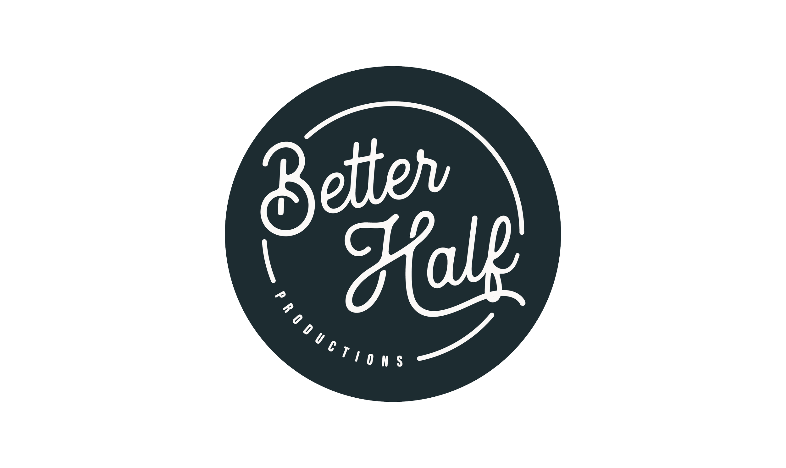 A circular logo with the words 'Better Talk Productions' written in white cursive font on a black background.