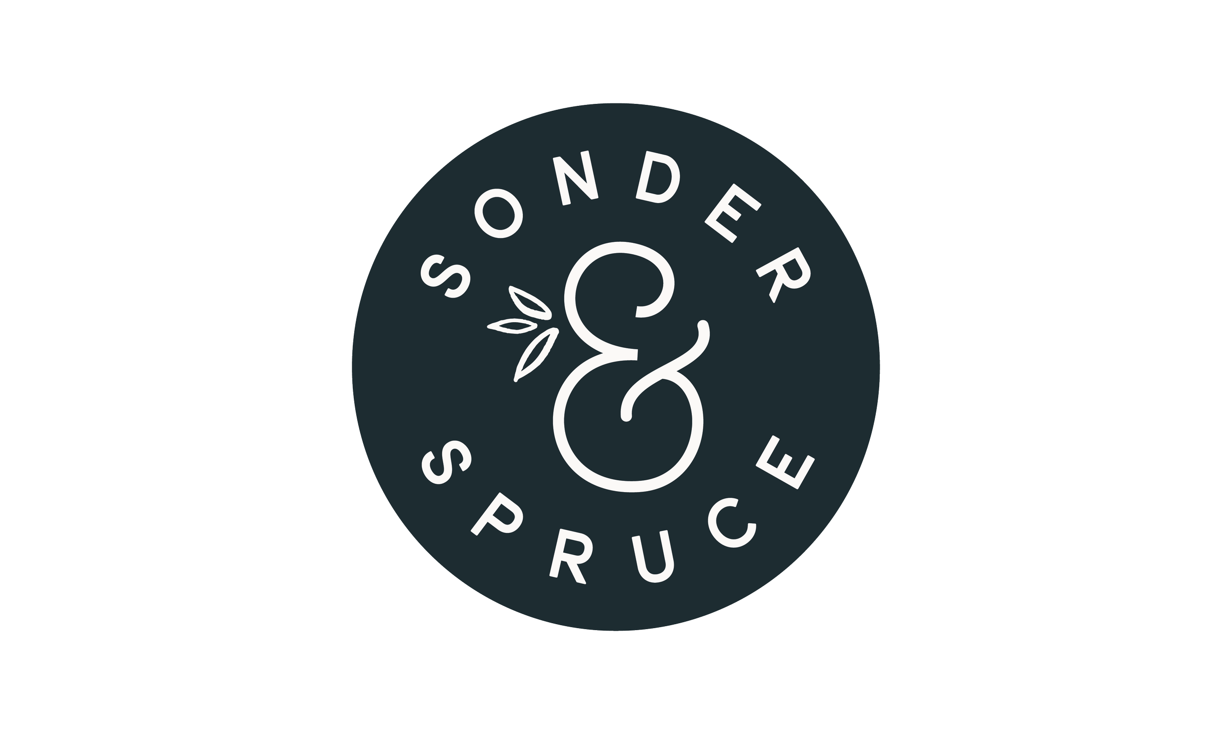 Round logo with the words 'Sonder & Spruce' encircling a stylized 'S' with a leaf detail.