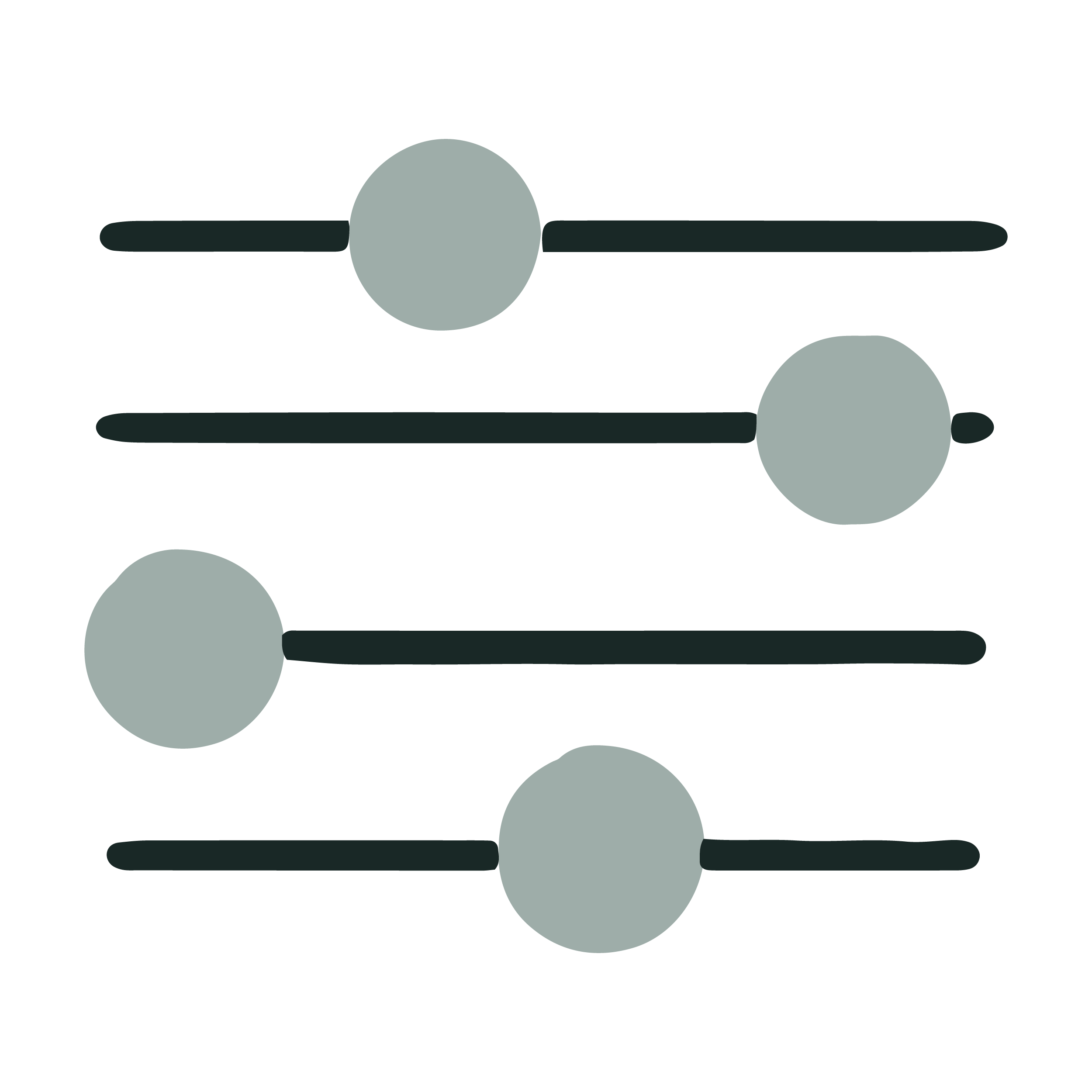 Four horizontal sliders with round knobs on a black background.