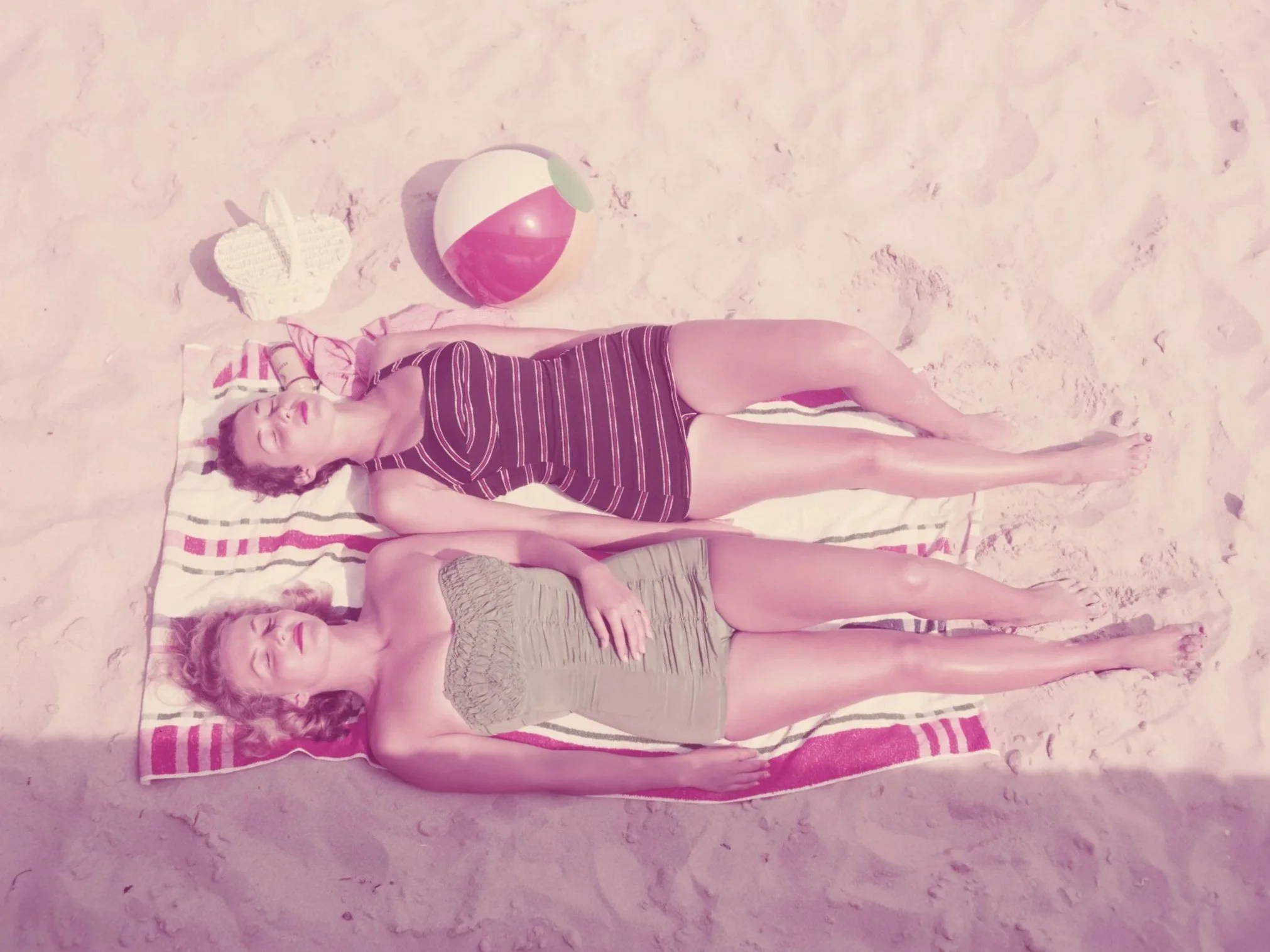 Vintage image of women sunbathing