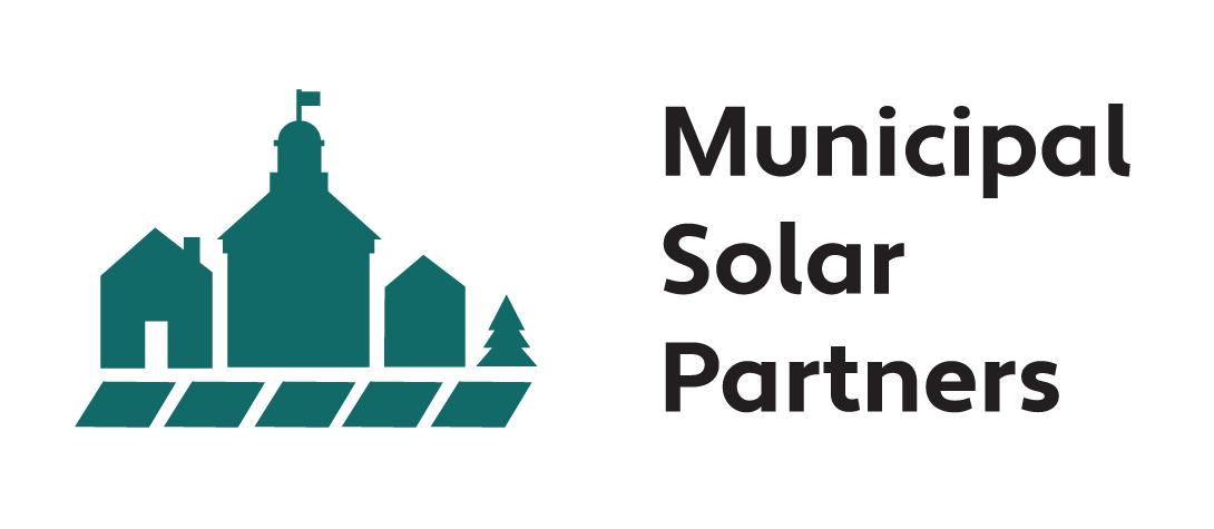 logo: image of town with symbolic solar panels below, words to the right say Municipal Solar Partners