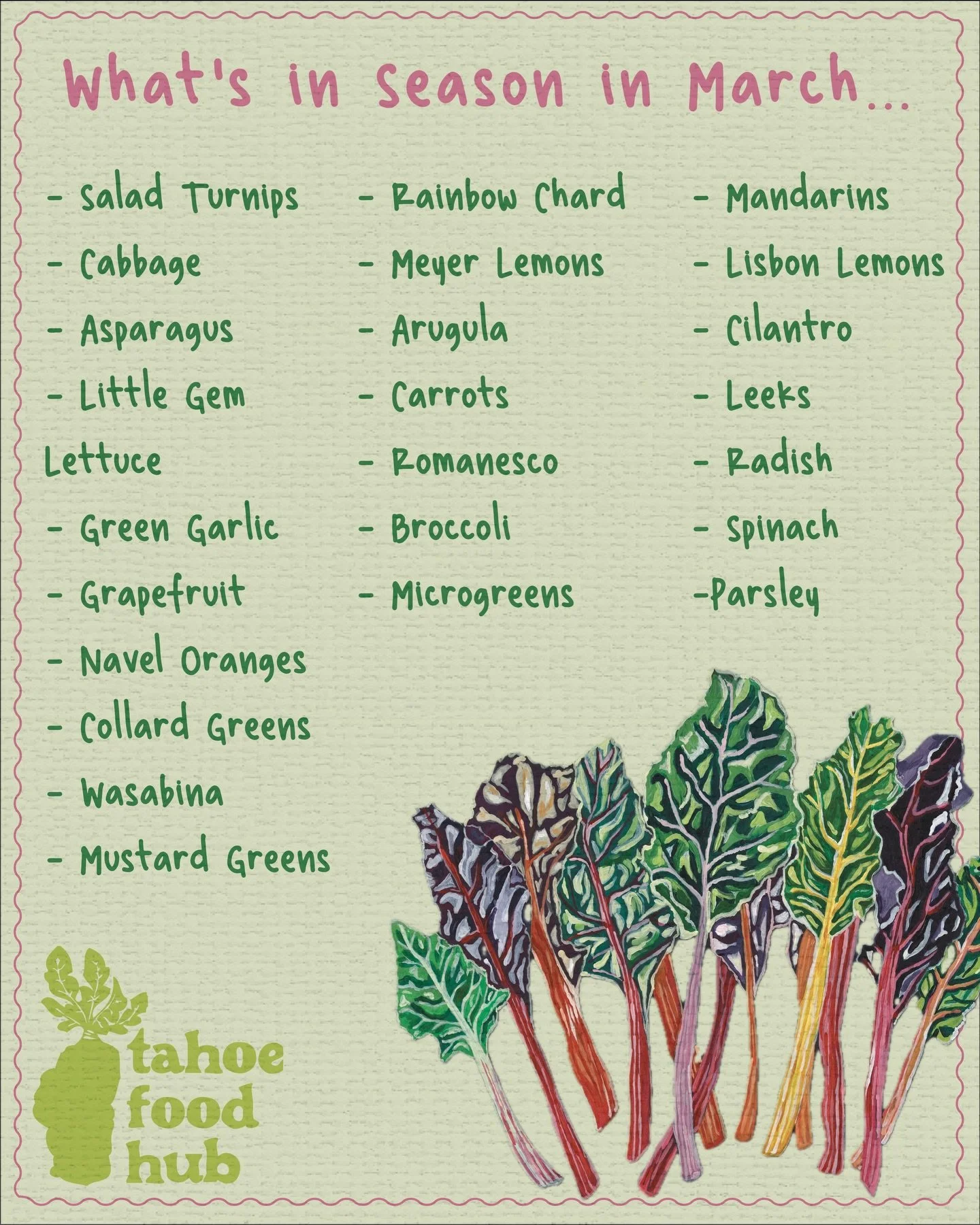 March is here 🌱

We&rsquo;re in that sweet transition between winter and spring &mdash; still enjoying peak citrus like mandarins, grapefruits, and pummelos, while leafy greens, green garlic, brassicas, fresh herbs, and early asparagus begin to shin