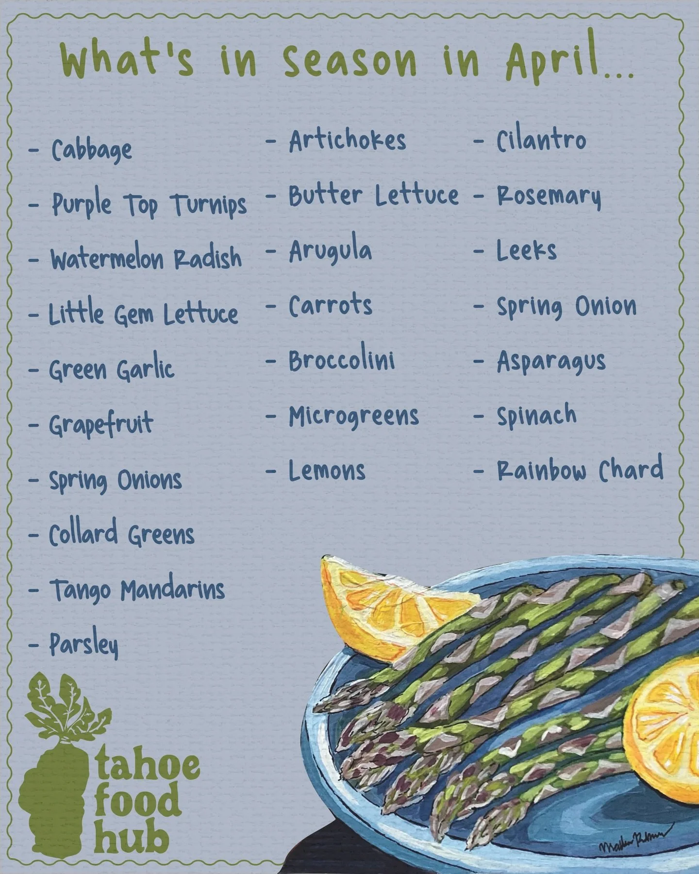 Happy April 🌸🌱 Here&rsquo;s what&rsquo;s in season this month&mdash;fresh, vibrant, and full of spring flavor! Think crisp radishes, tender asparagus, sweet citrus, leafy greens, green garlic, fresh herbs, and more.

Stop by the Farmacy Shop this w