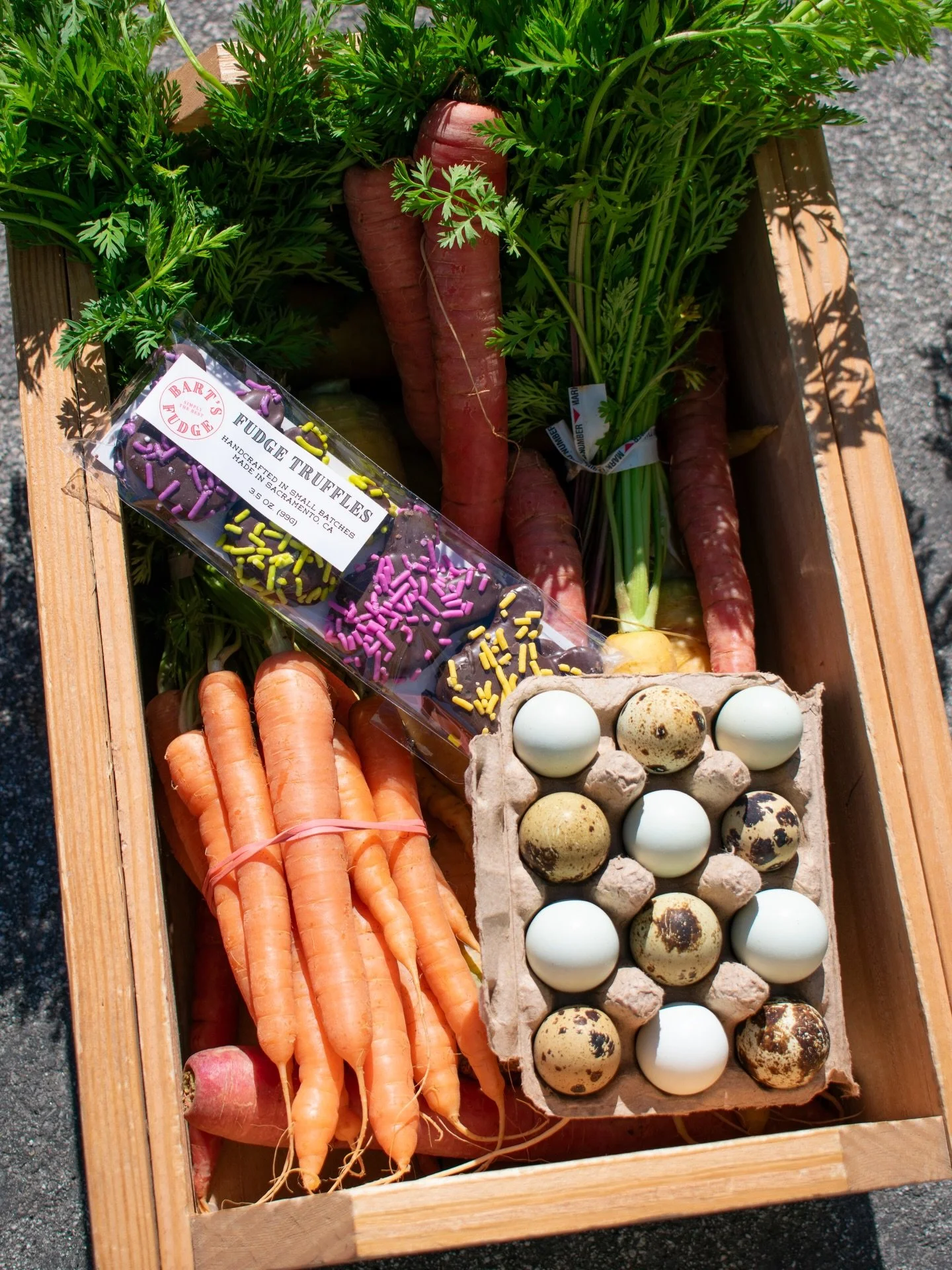 Happy Early Easter! 🐣💐

Stop by the Farmacy Shop this week to shop for Easter weekend&mdash;we&rsquo;ll have lots available including carrots, radishes, asparagus, gem lettuces, green garlic, gold nugget mandarins, herbs, fudge truffles, NEW quail 