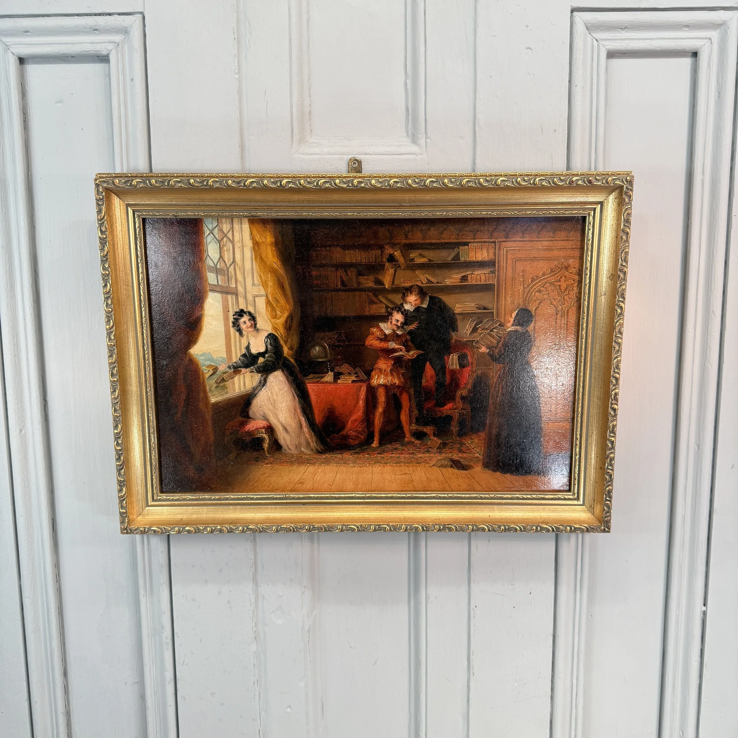 Antique Georgian early Victorian oil painting study of a scene from Don Quixote (4 of 4)