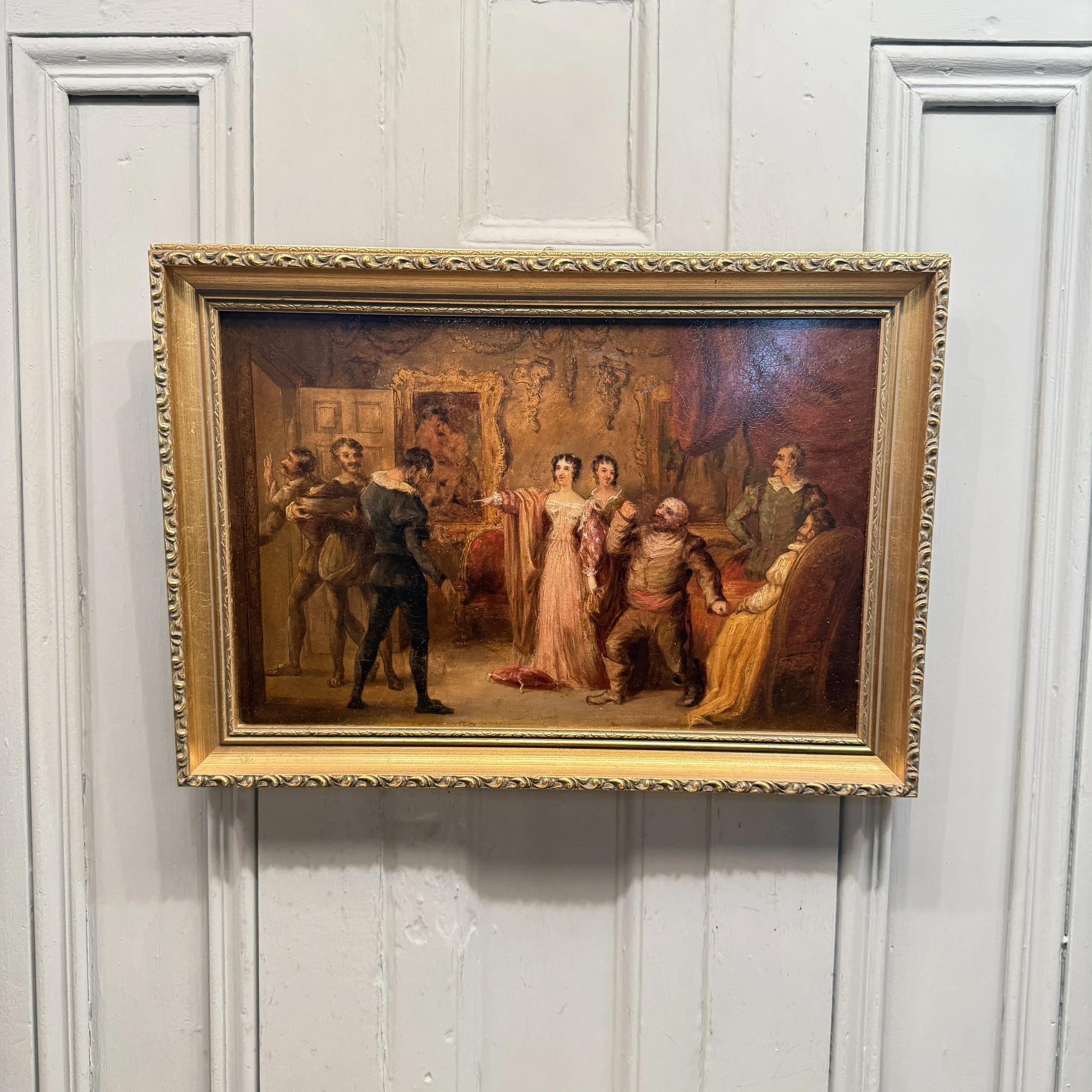 Antique Georgian early Victorian oil painting study of a scene from Don Quixote (3 of 4)
