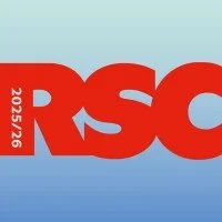 Red logo with the letters 'RSC' on a light blue background, with '2025/26' written vertically alongside.