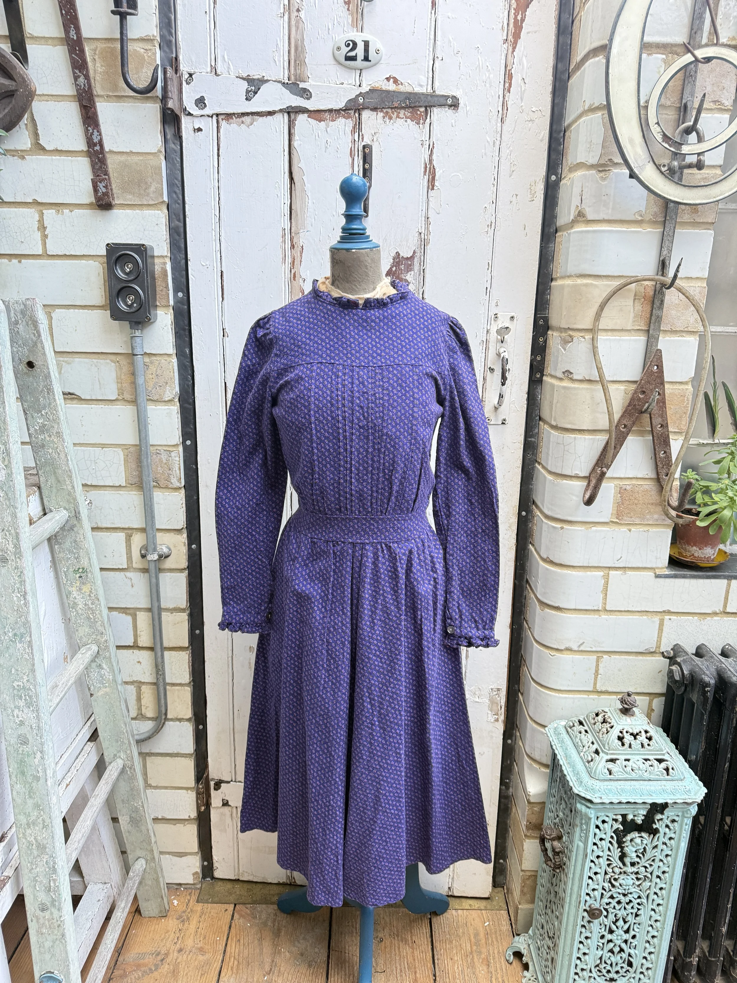 Vintage Laura Ashley purple cotton floral print dress UK 12