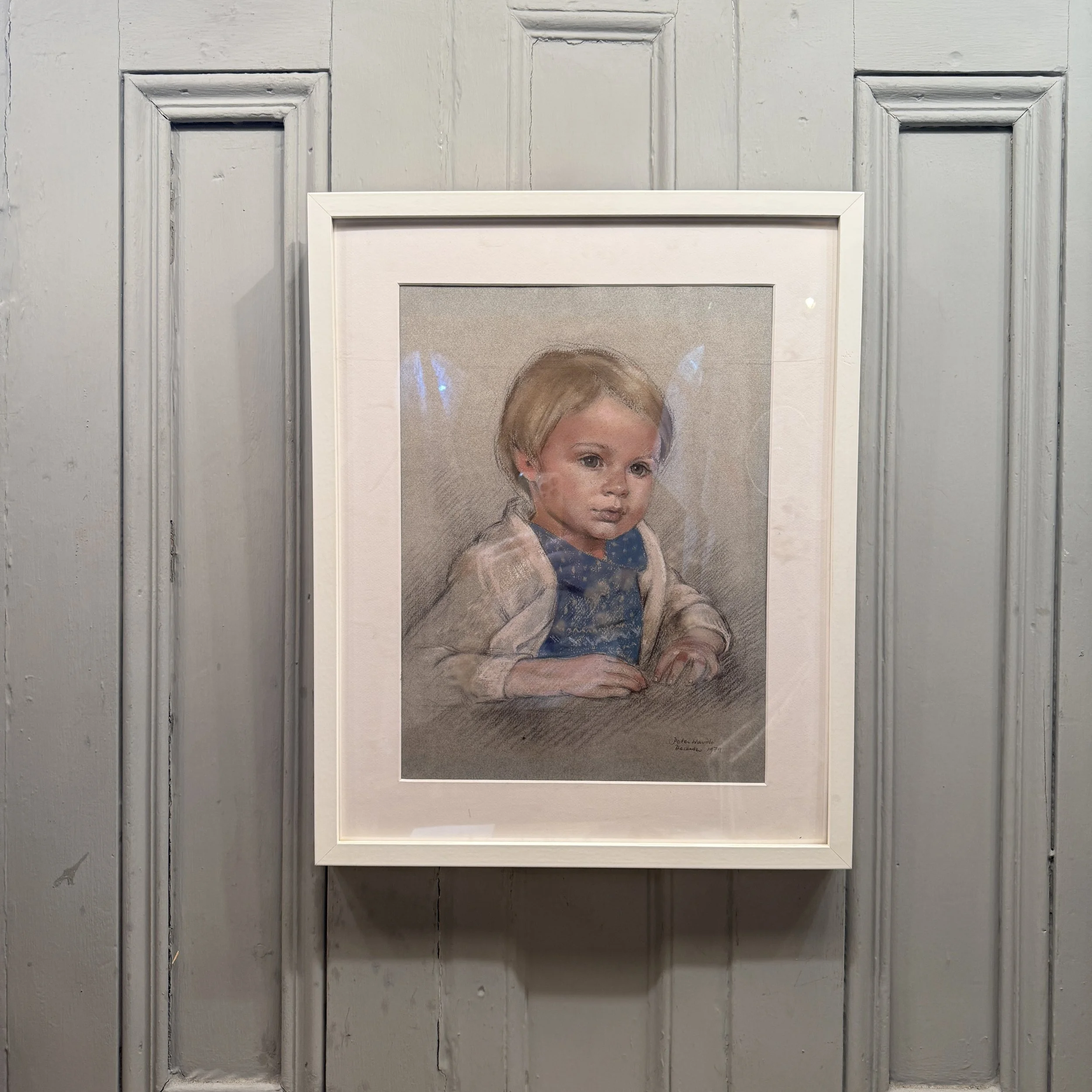 Vintage original portrait in pastel of young girl by Peter Wardle dated 1979