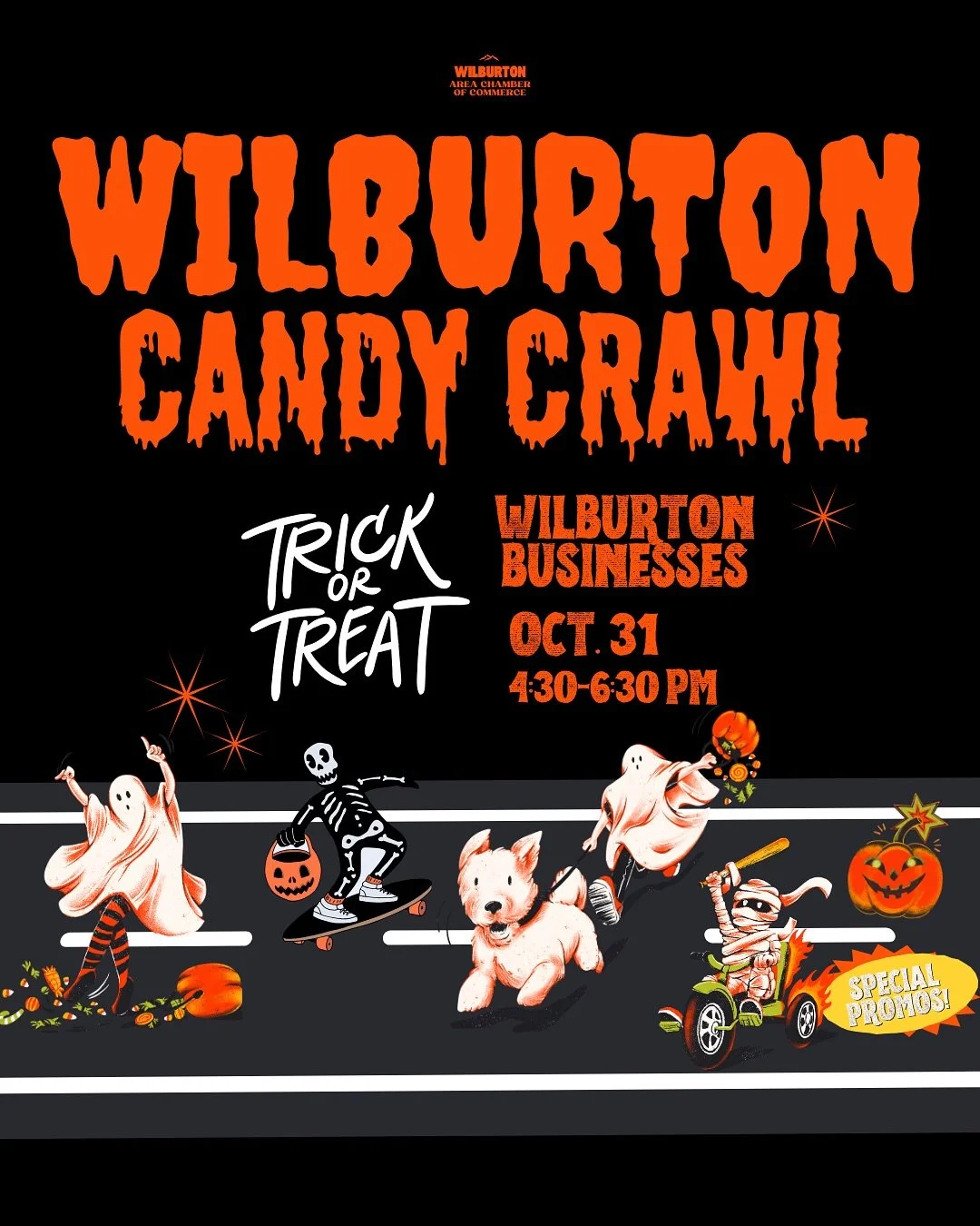 🎃 The Candy Crawl is THIS FRIDAY! 🍬

Pick your kiddos up from school and join us for the Wilburton Candy Crawl Business Trick-or-Treat happening Friday, October 31st from 4:30&ndash;6:30 PM across downtown Wilburton!

Families can stop by participa