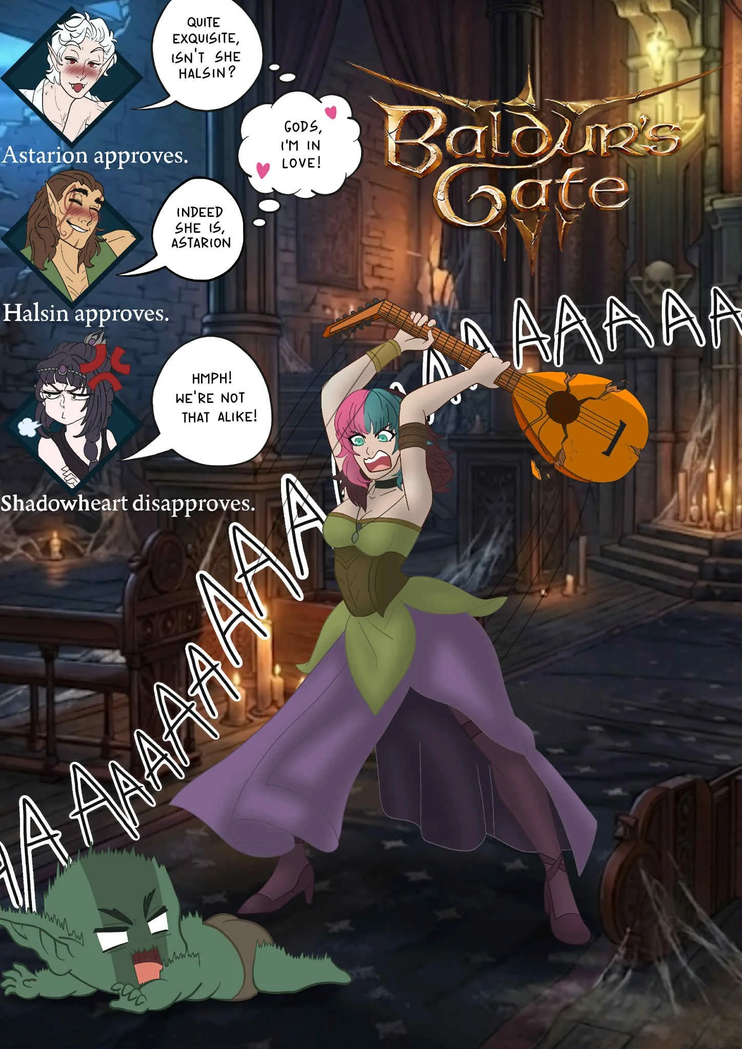 A fellow Baldur's Gate 3 fan requested I draw their Tav, a quest I hope I delivered well!