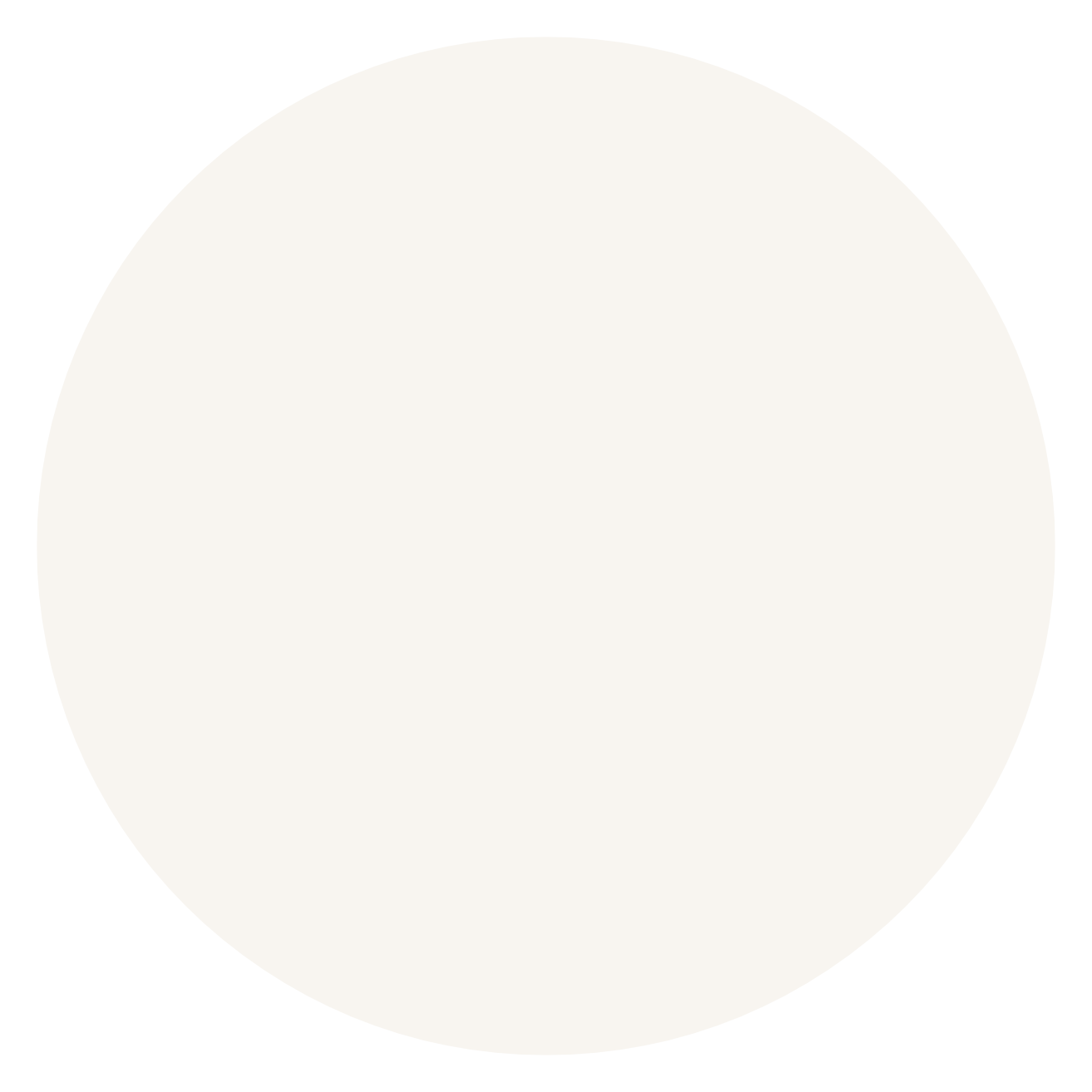 A blank white circular shape on a black background.