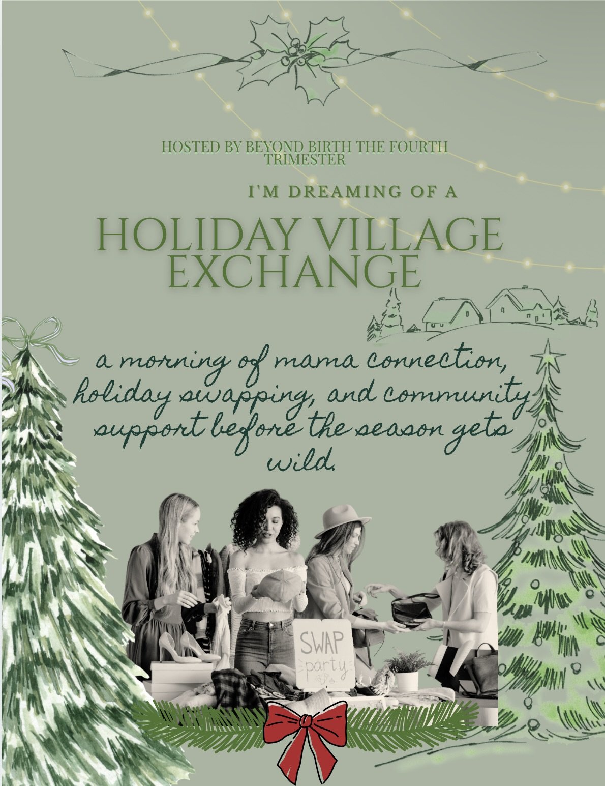 📣 New Orleans Mamas: Mark your calendars!

@beyondbirth4t &amp; @birthmarkdoulas  presents&hellip;

THE HOLIDAY VILLAGE EXCHANGE
Saturday, Dec 20 | 10am-12pm 
✨ Free food
✨ Toy &amp; clothing swap (0-5T)
✨ Connect with other mamas
✨ Holiday photos
✨