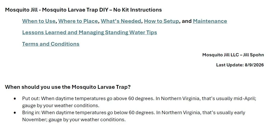 Reduce Mosquitoes - DIY - Mosquito Larvae Trap (No Kit) Instructions - PDF Download Only