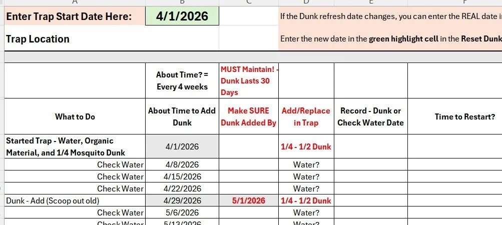 Master the Season: Mosquito Larvae Trap Maintenance Tracker and Tips - Excel Workbook Download Only