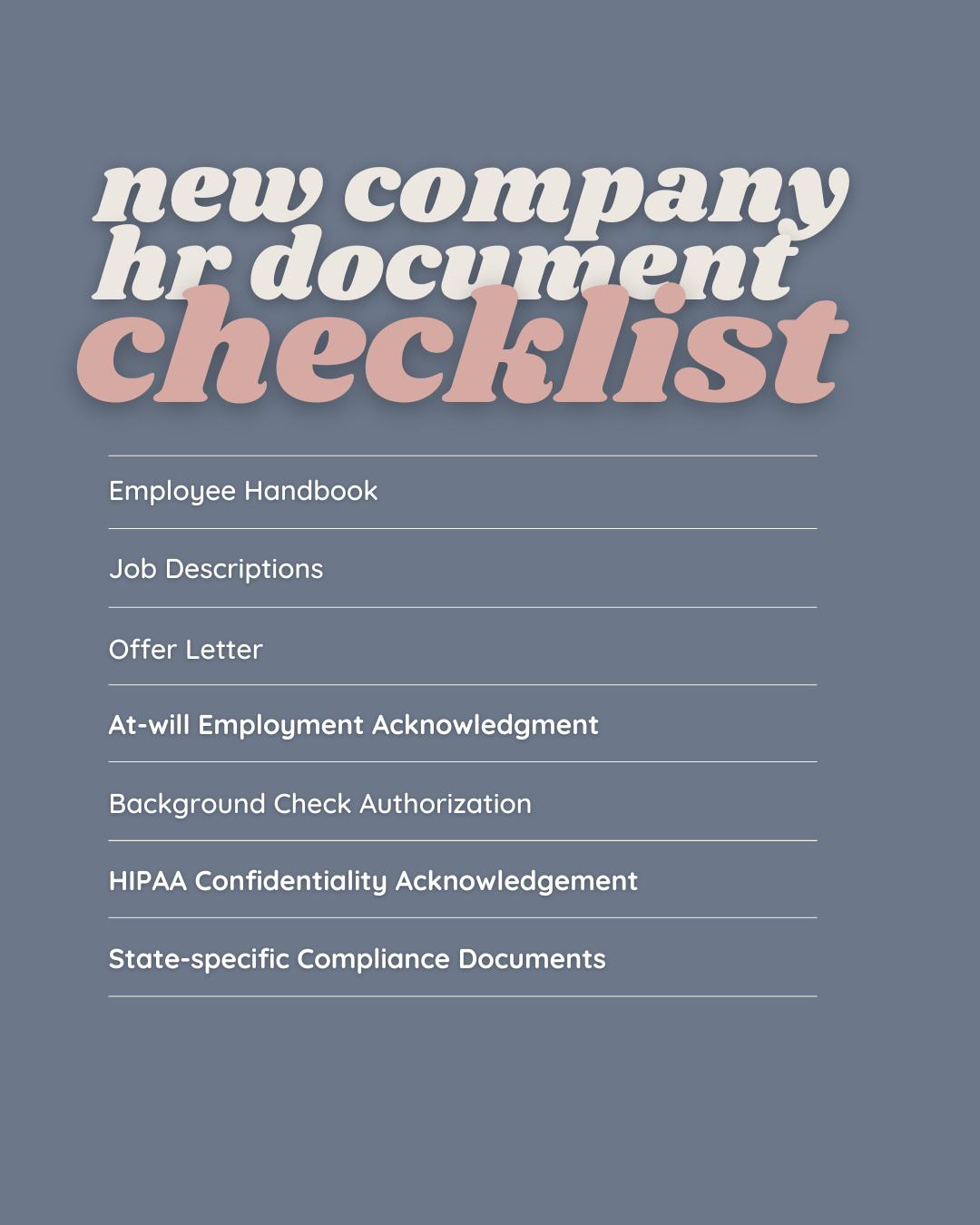 What hr documents does a new aba company need?