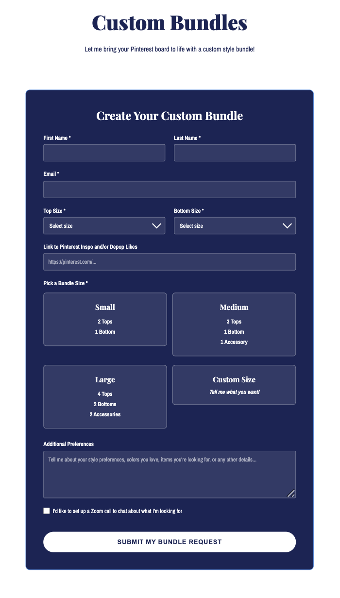 Style bundles screen