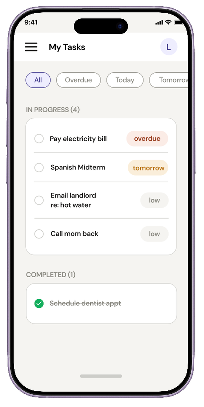 Adulting prototype screen