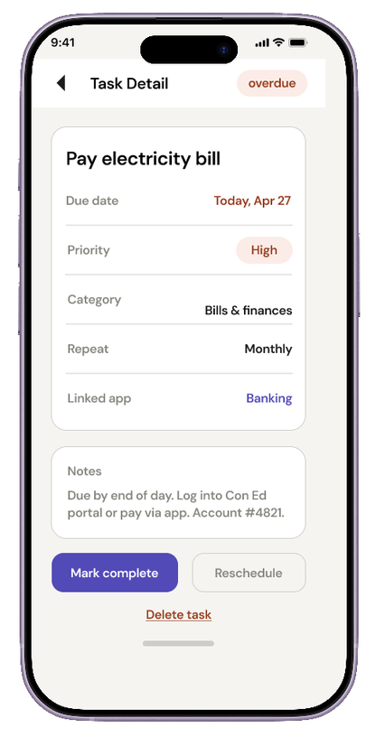 Adulting prototype screen
