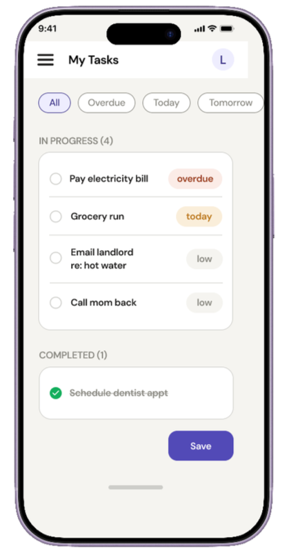 Adulting prototype screen