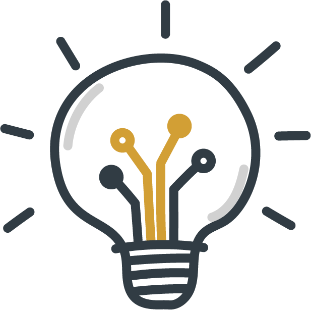 A cartoon illustration of a cloud with a lightbulb attached, symbolizing a bright idea or creativity.