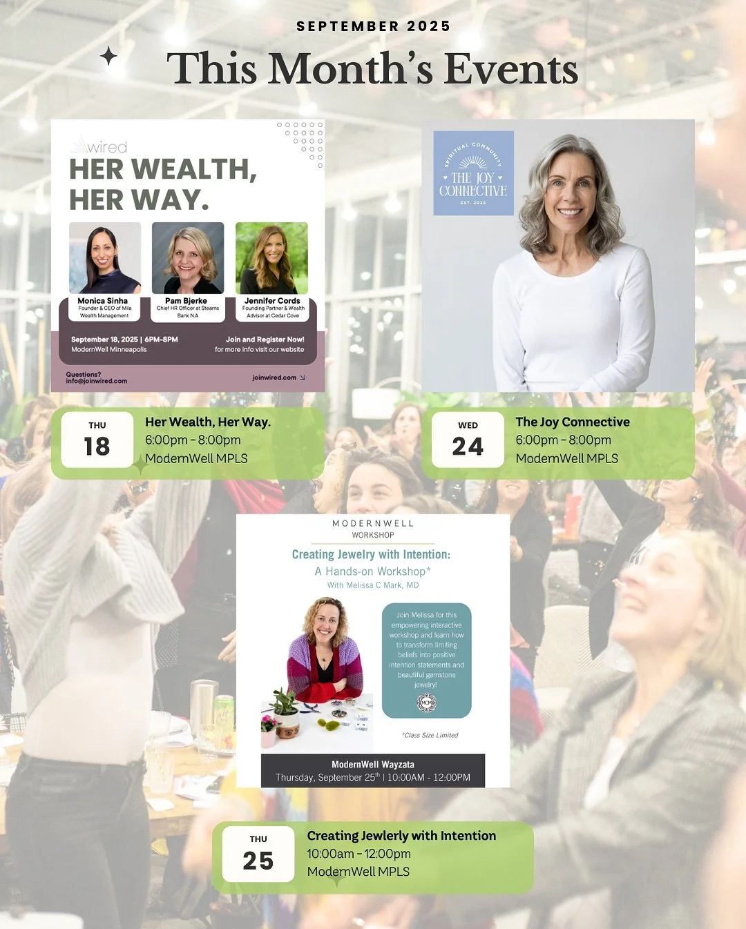 ✨ We&rsquo;re thrilled to launch our September workshop lineup&mdash;our very first month of workshops across both ModernWell locations! From wealth management and jewelry workshops to sound baths and psychic readings, there&rsquo;s something for eve