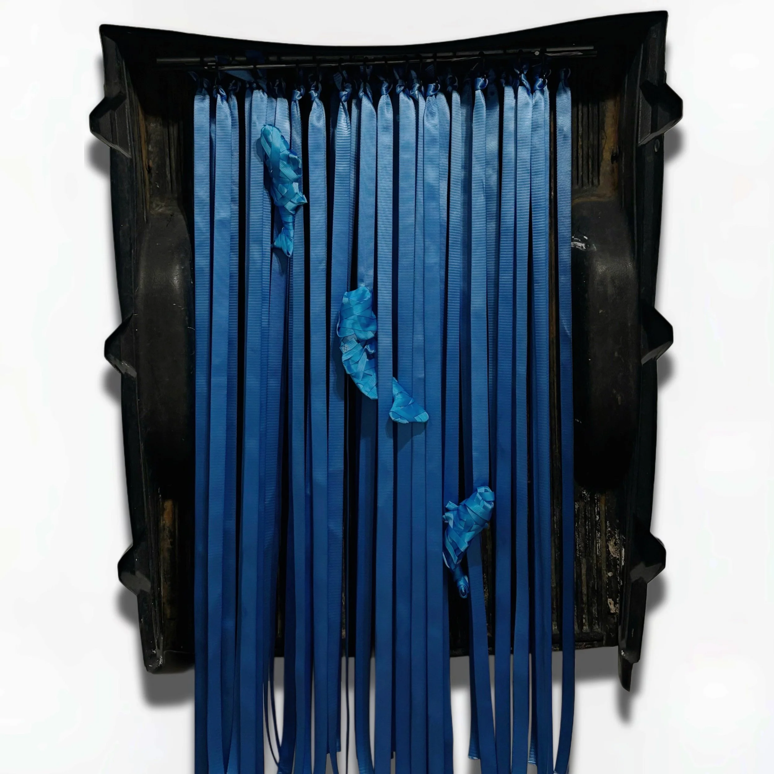 "River Bed"
truck bed liner, ratchet straps & mixed media
100" x 67" x 19"