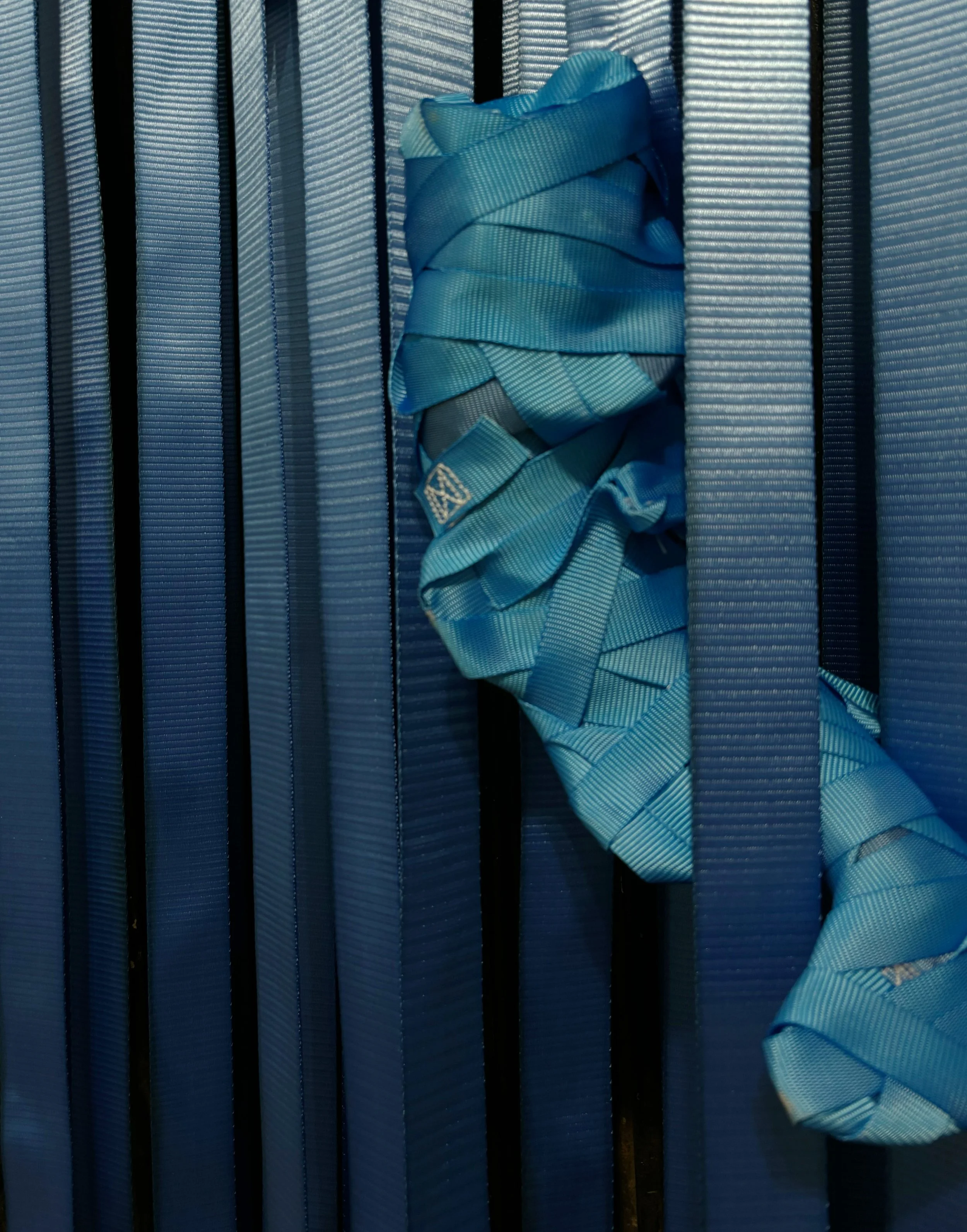 "River Bed"
truck bed liner, ratchet straps & mixed media
100" x 67" x 19"