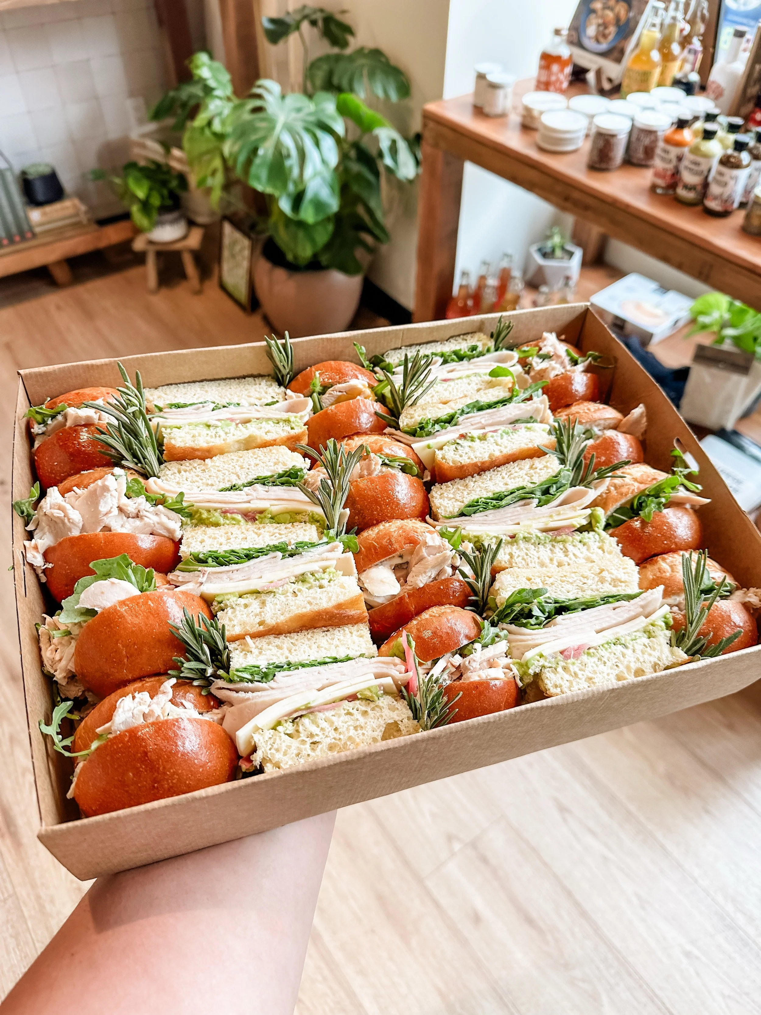 These sandwich packs are by far the cutest and easiest solution for parties and picnics! 20 half sandwiches for the win! You get to pick 2 options and they are incredible!