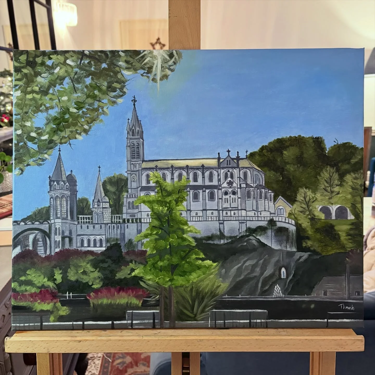 Swipe right to see the process 👉🏼 Painted the Sanctuary of Our Lady of Lourdes in France. A healing miraculous place. Oil on canvas! ⛪️🤍

#sanctuaryofourladyoflourdes #lourdes #oilpaintingoncanvas #oilpainting #oilart