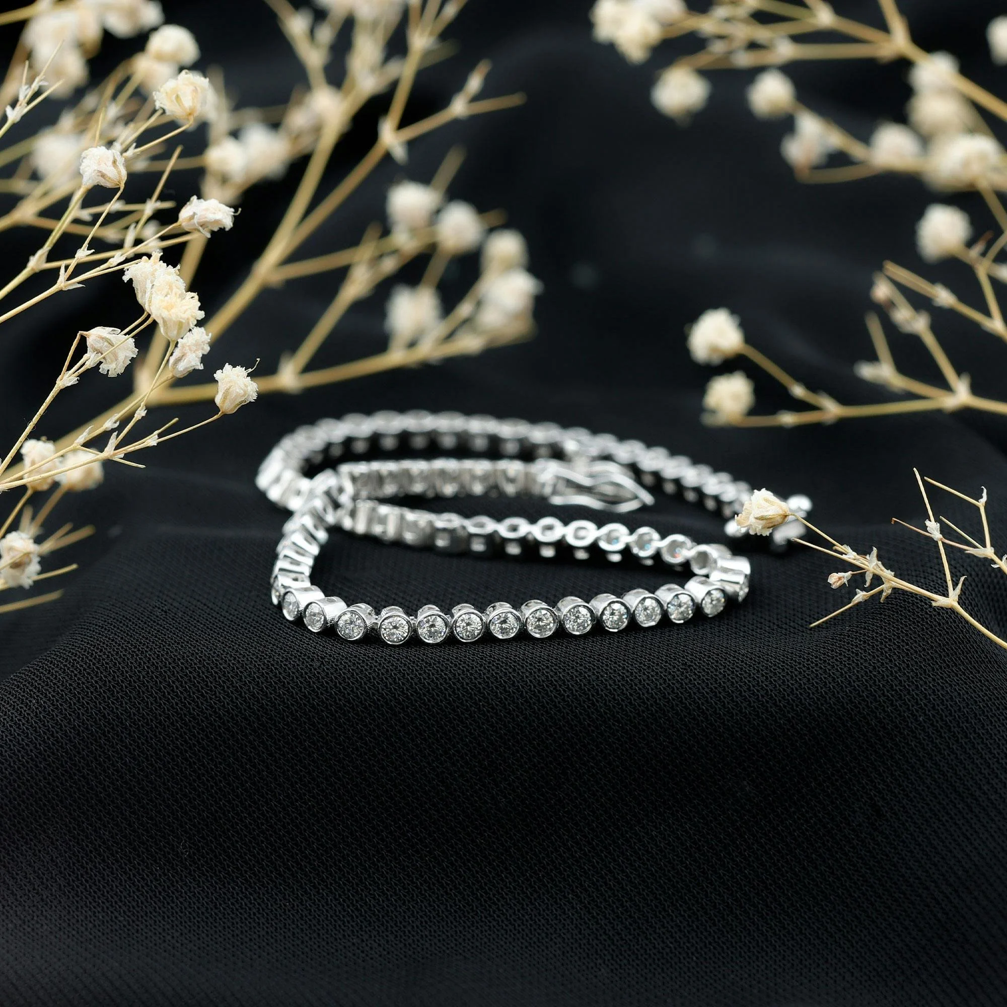 White gold bezel set tennis bracelet