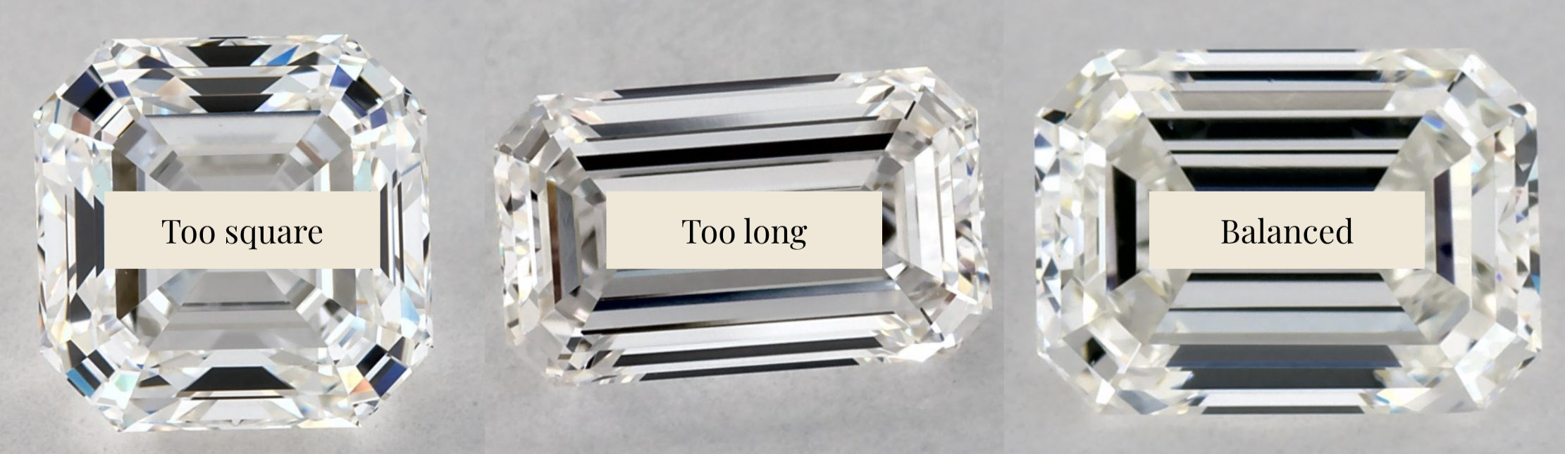 Emerald Cut Diamonds Ratio Comparison