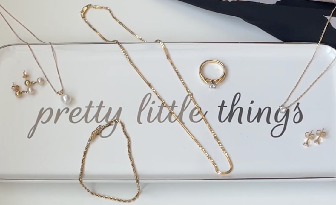 Flatlay of curated jewellery collection