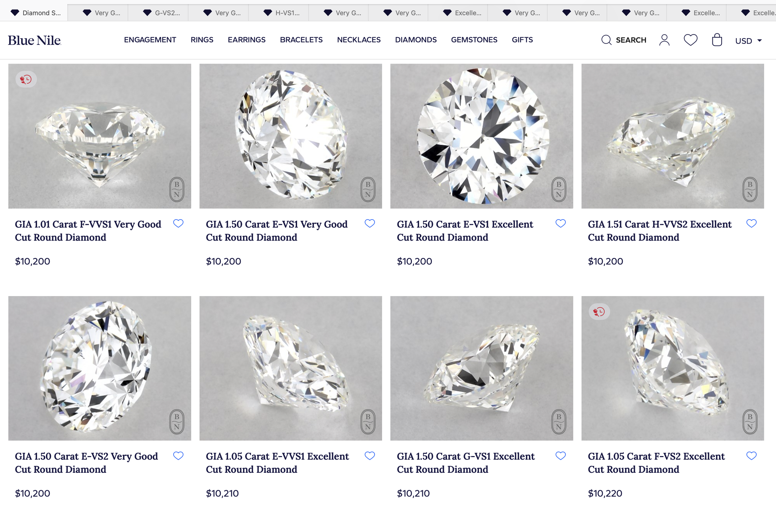 comparing too many diamonds