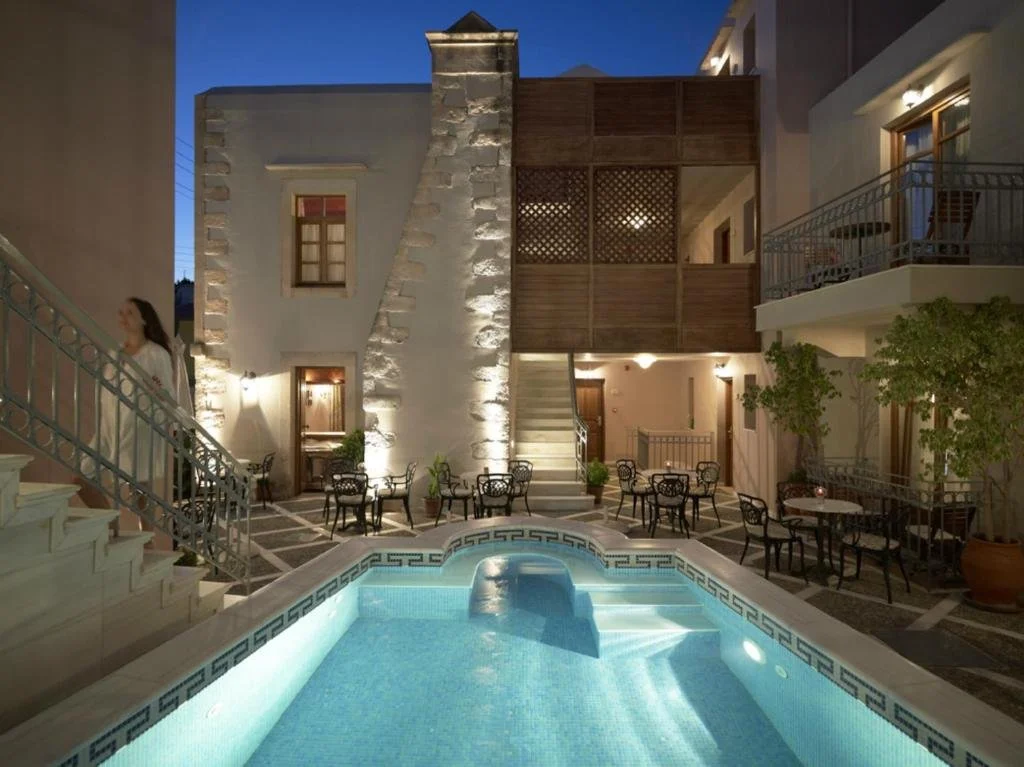 • Outdoor swimming pool  • 20 Rooms with En-suite bathrooms  • Bar  •  Kitchen • Junior Suites  • Maisonettes • Suites •  Superior •  Double Rooms •  Private Parking