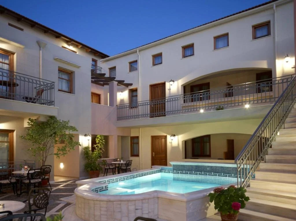 • Outdoor swimming pool  • 20 Rooms with En-suite bathrooms  • Bar  •  Kitchen • Junior Suites  • Maisonettes • Suites •  Superior •  Double Rooms •  Private Parking