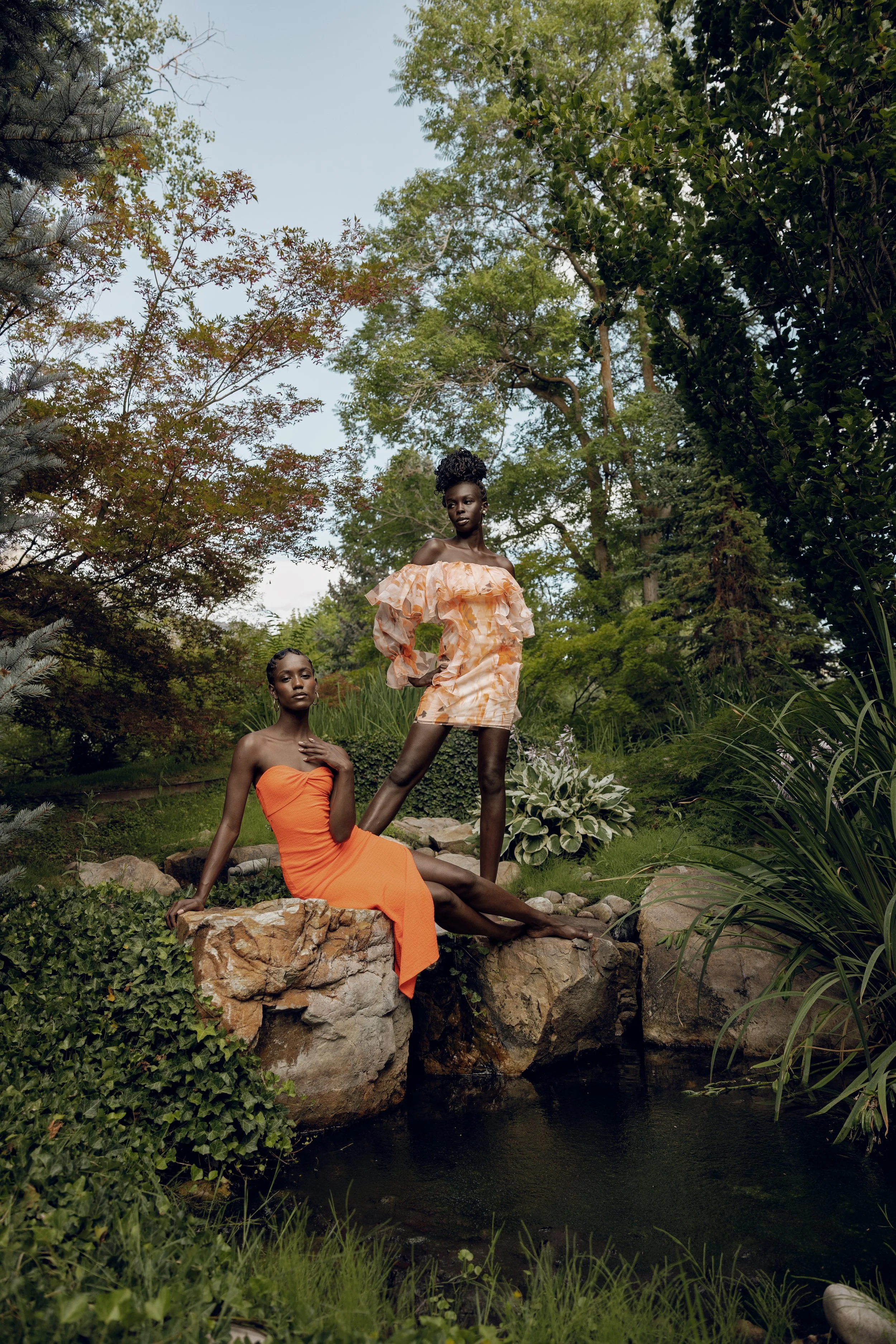 Heirloom true to color african coloring duo portrait in Henderson landscape with natural light