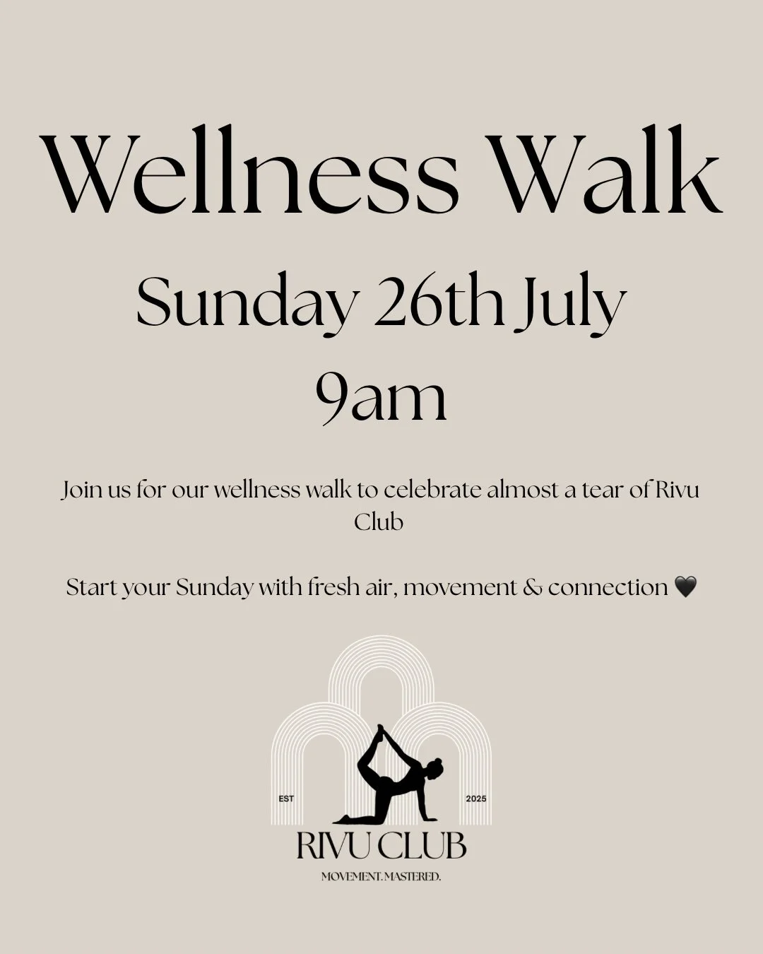 Join us for our next wellness walk 🤍

📍 Rivu Club, Crouch Street, Colchester
🗓 Sunday 26th July
⏰ 9am

We&rsquo;ll head out for a relaxed walk around Colchester for around an hour, finishing back at the studio.

Everyone will receive an exclusive 
