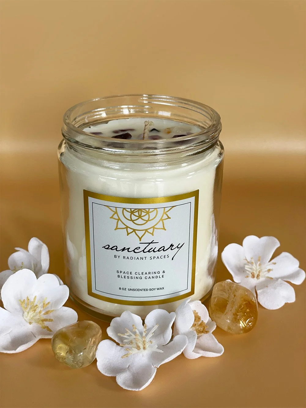 Gem Topped Candle 8oz.